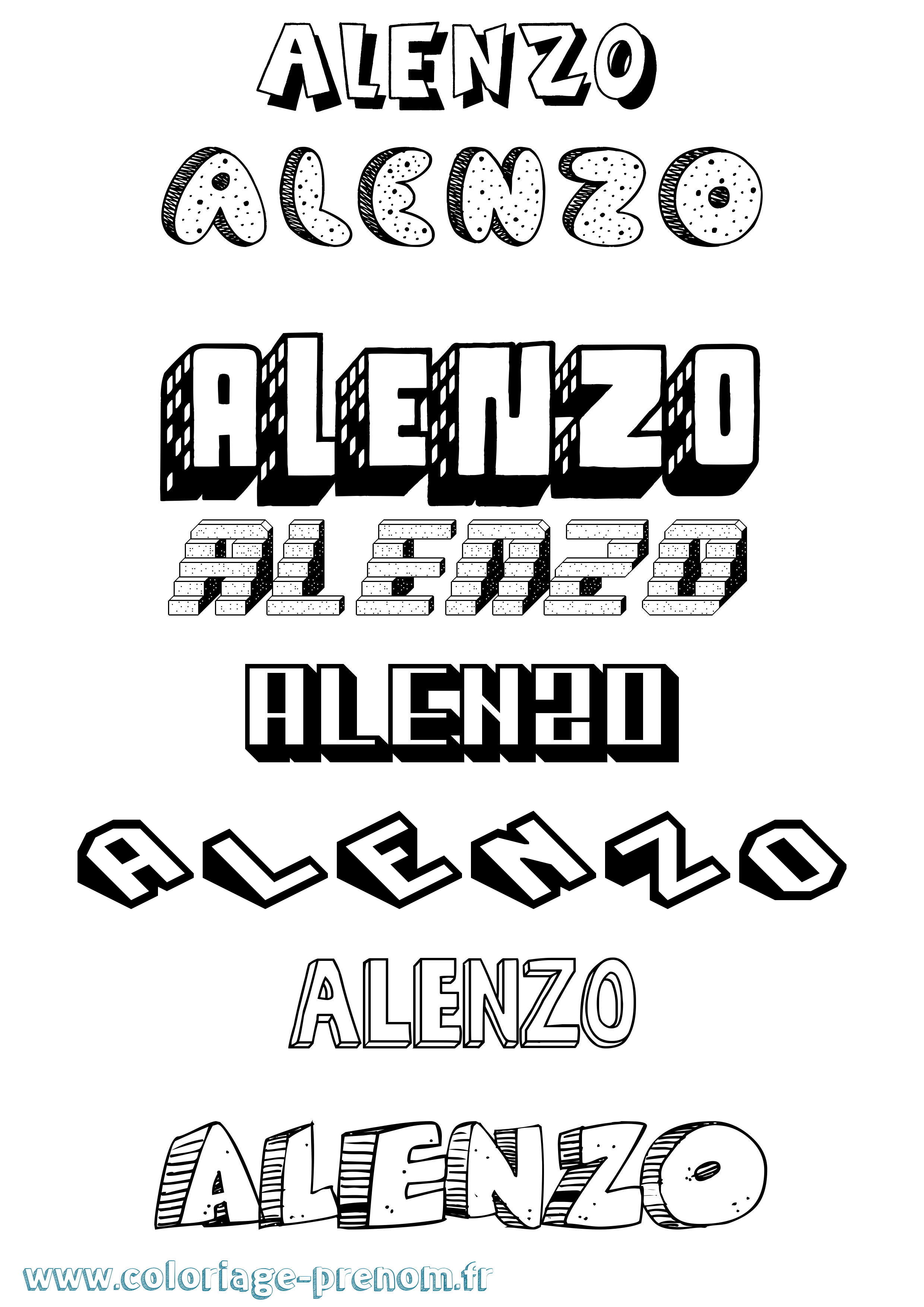Coloriage Alenzo Effet 3D Coloriage prénom Alenzo Effet 3D