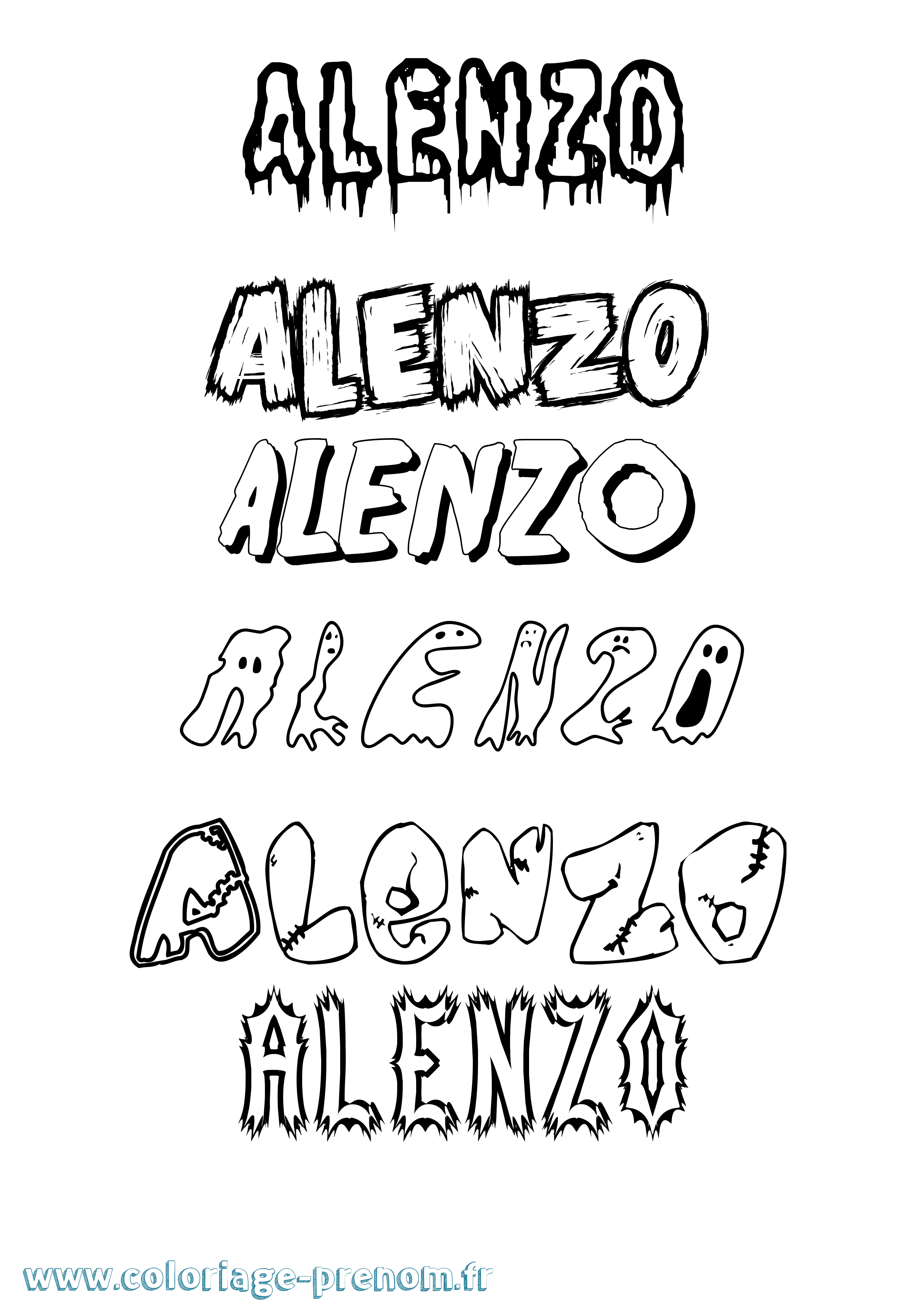 Coloriage Alenzo Frisson Coloriage prénom Alenzo Frisson