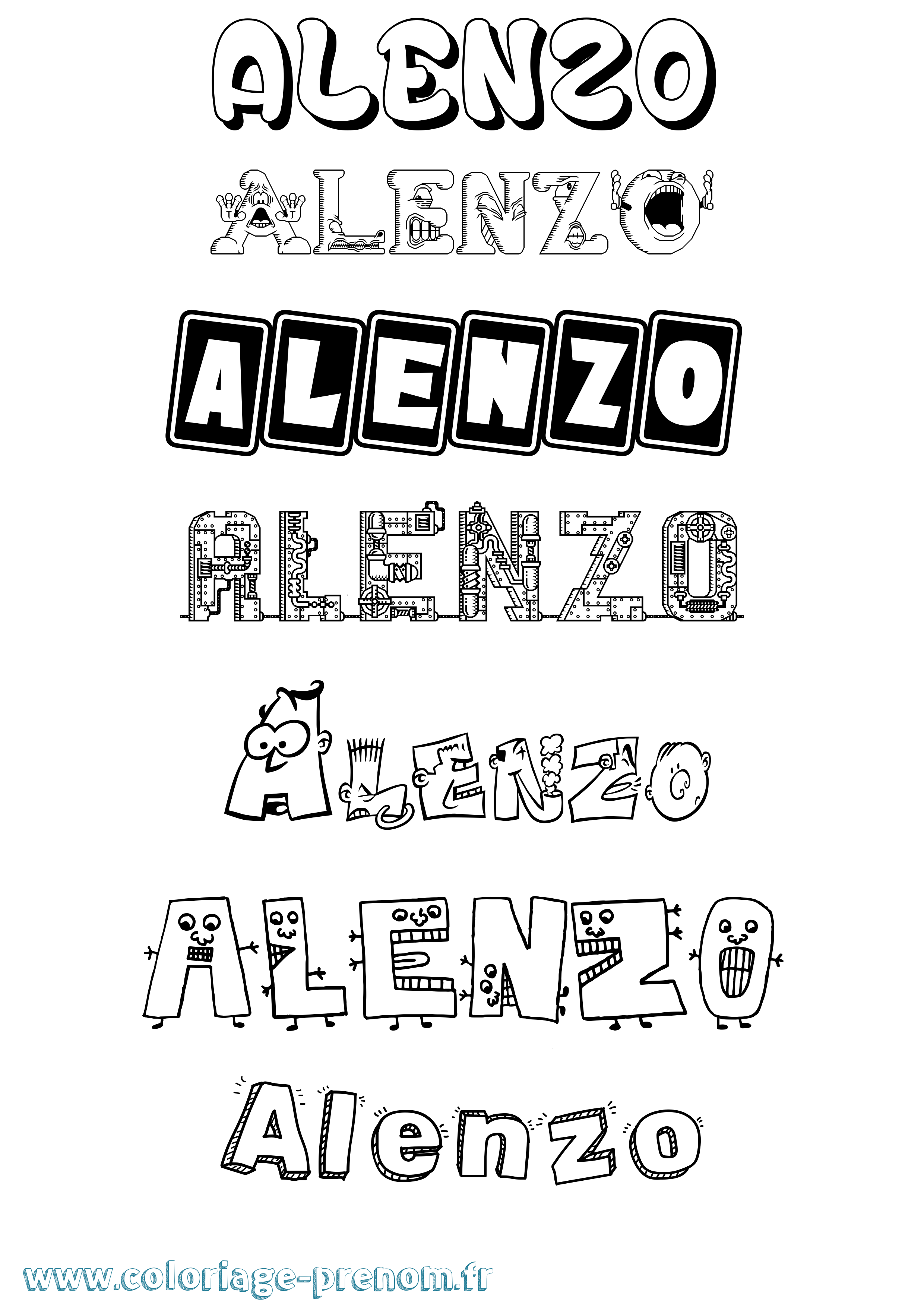Coloriage prénom Alenzo Fun