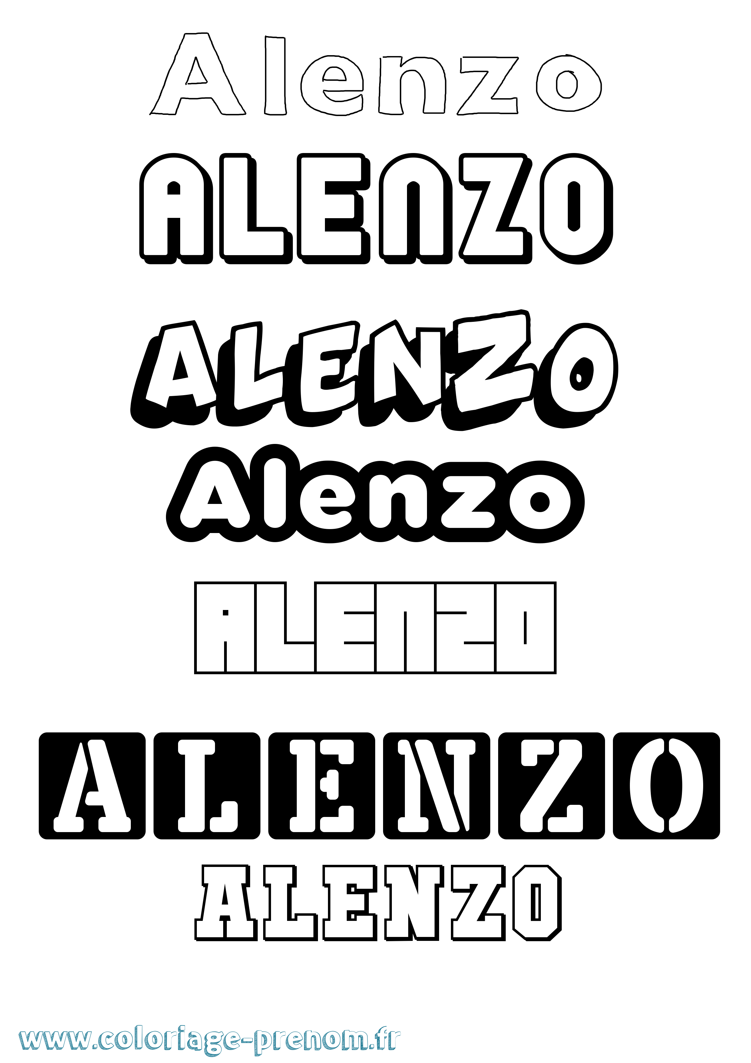 Coloriage Alenzo Simple Coloriage prénom Alenzo Simple