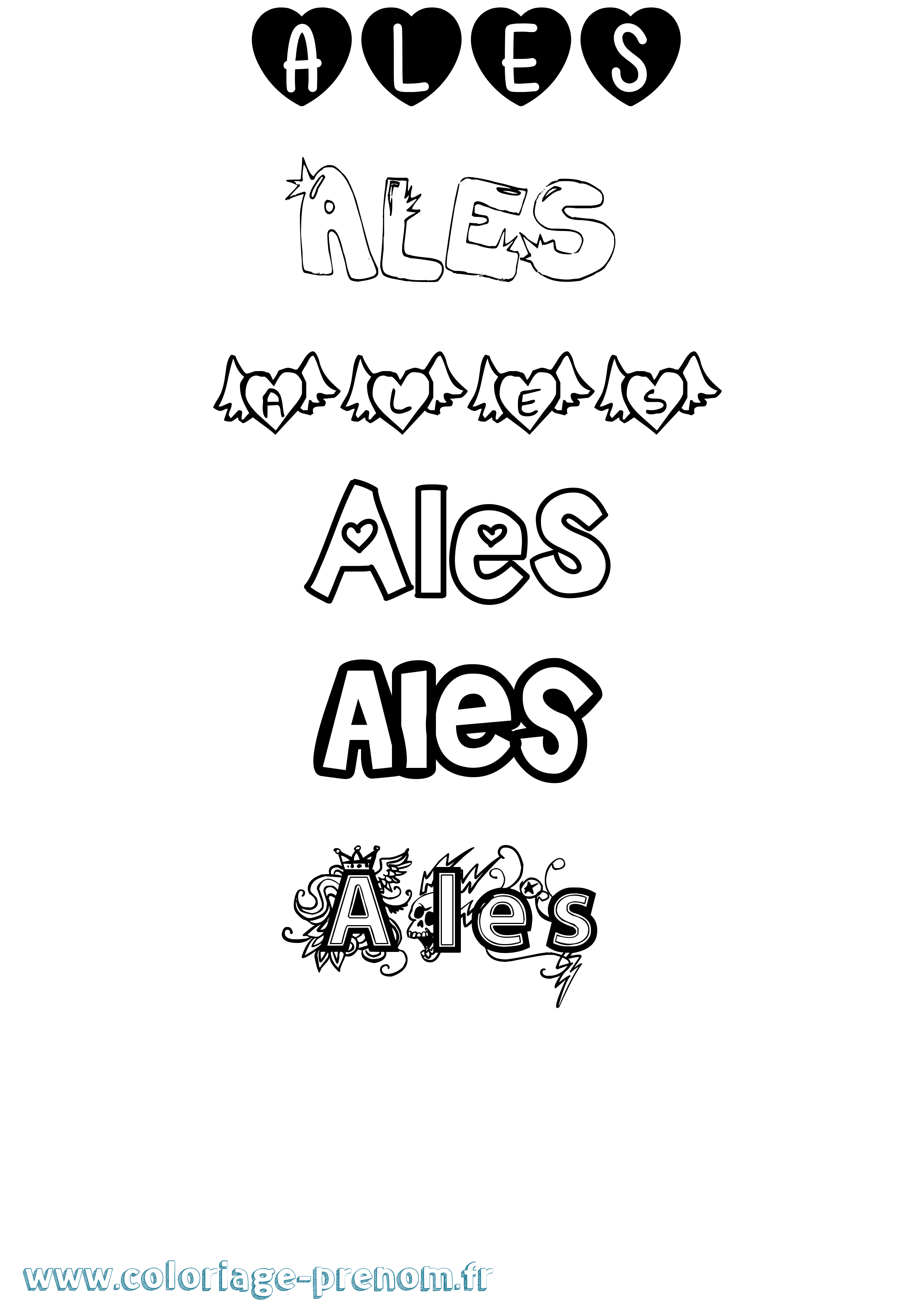 Coloriage Ales Girly Coloriage prénom Ales Girly