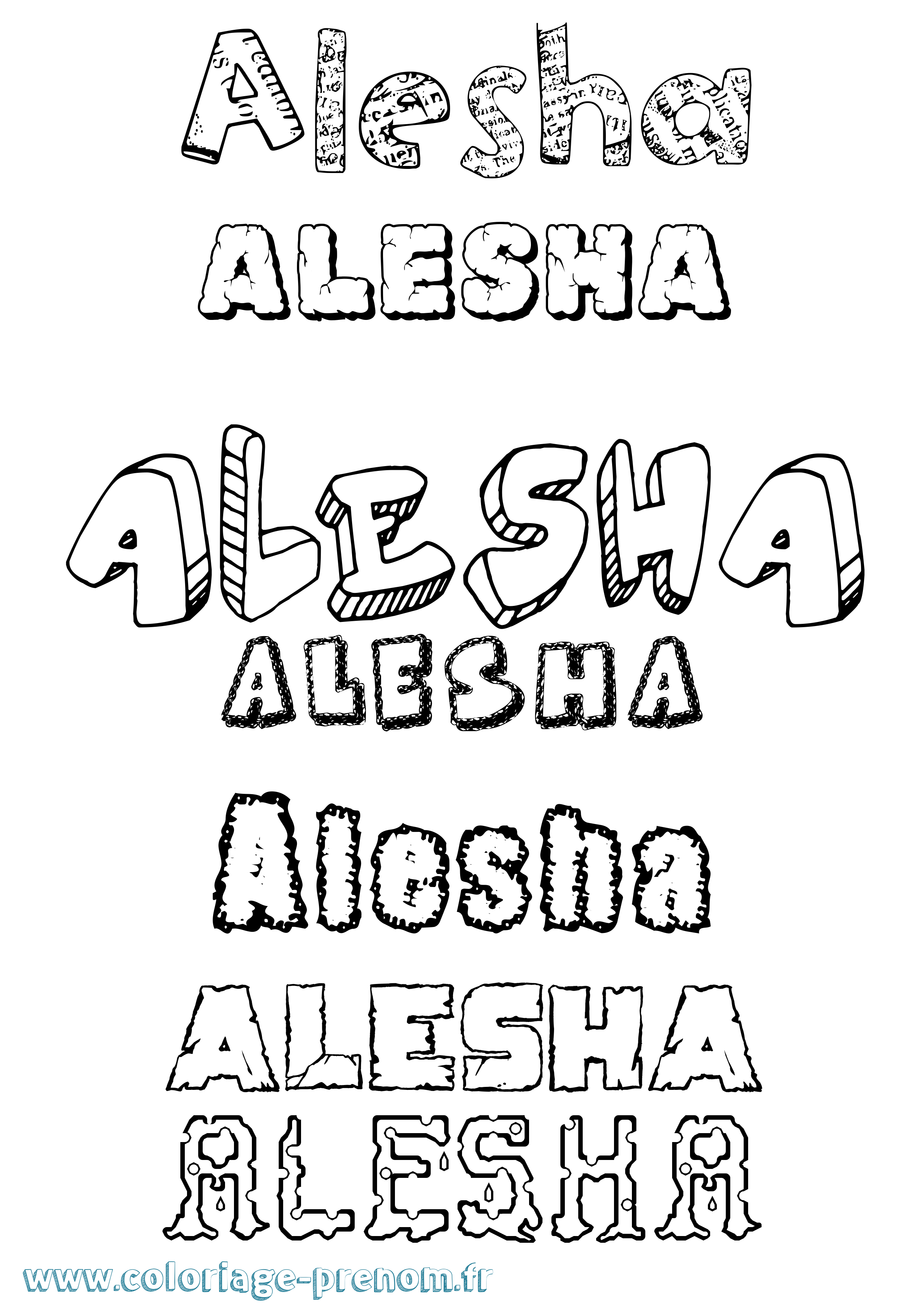 Coloriage prénom Alesha Destructuré