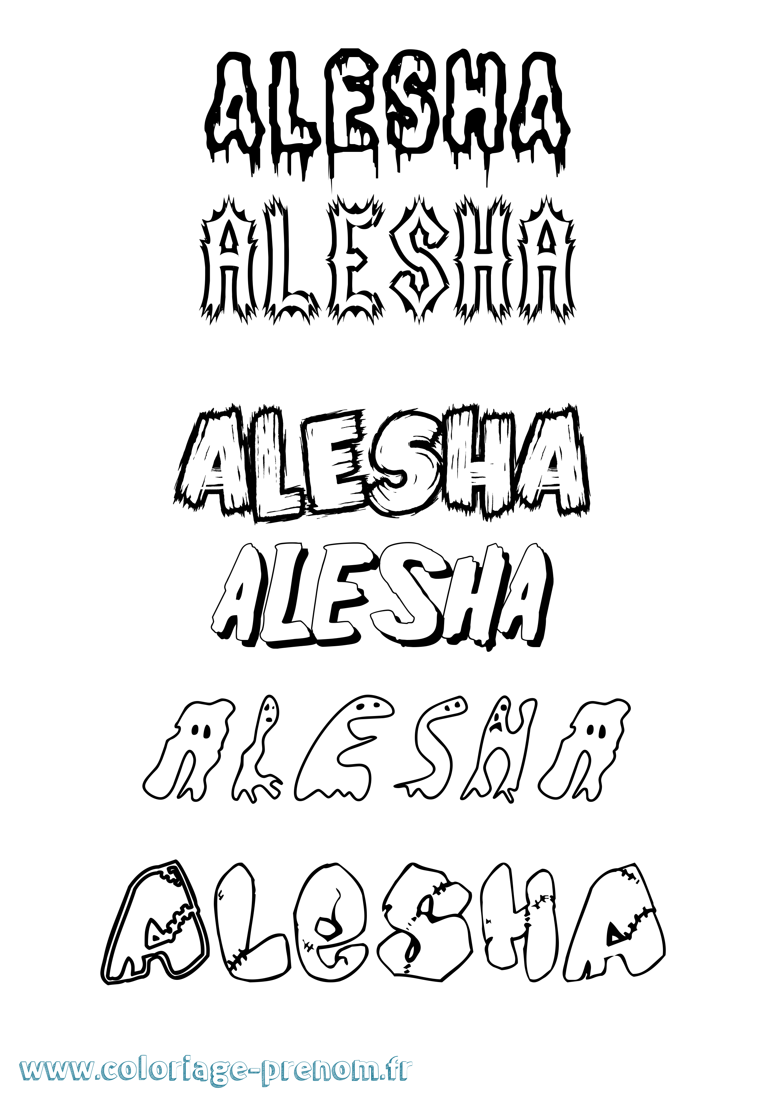 Coloriage prénom Alesha Frisson