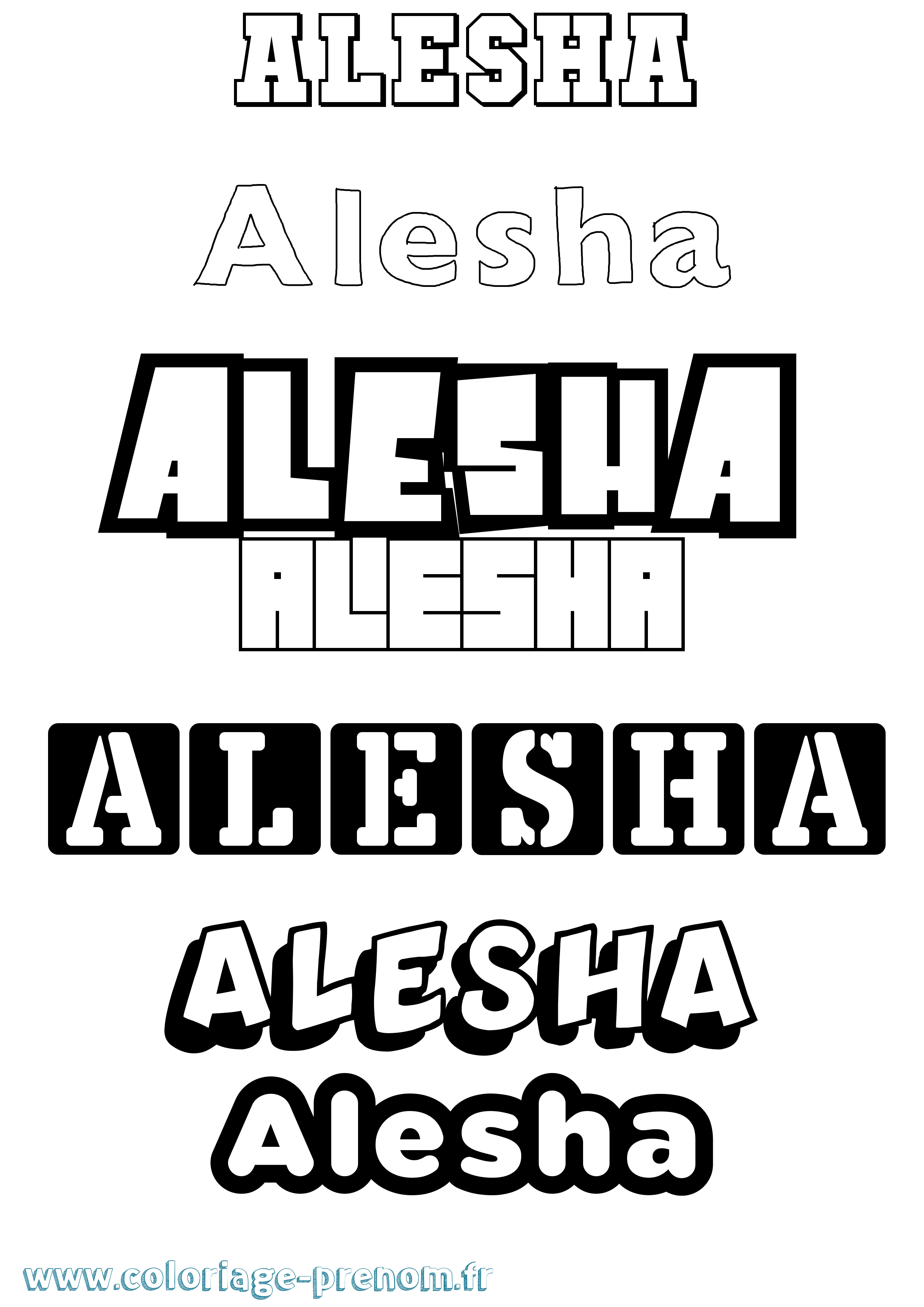 Coloriage prénom Alesha Simple
