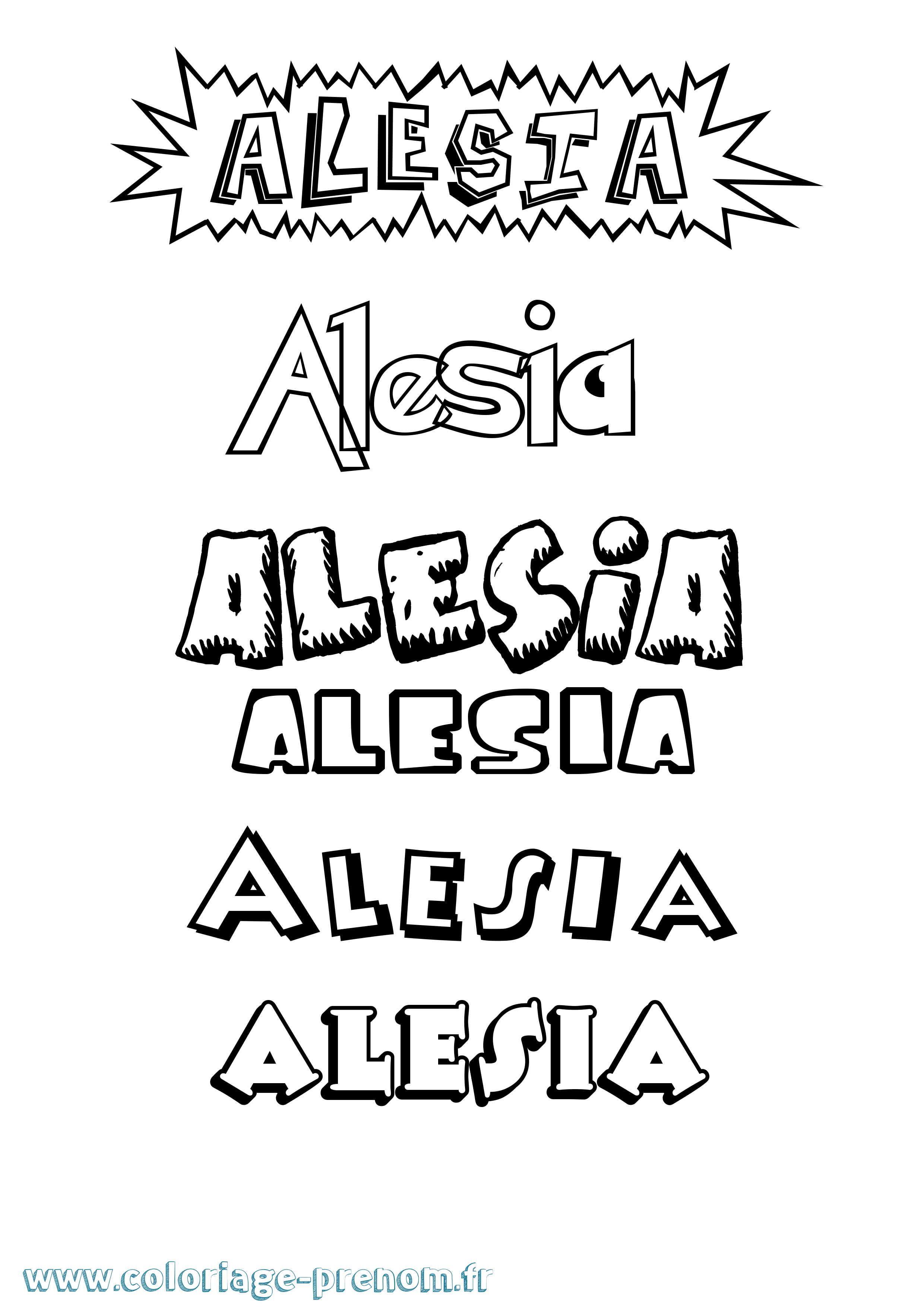 Coloriage prénom Alesia Dessin Animé
