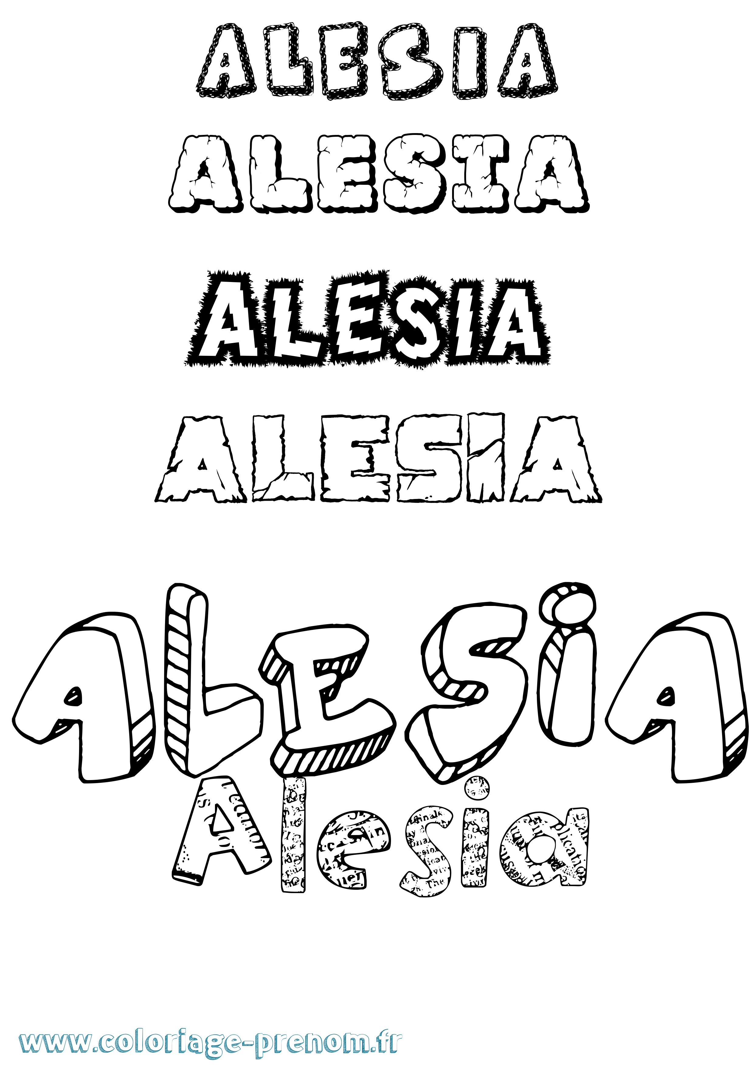 Coloriage prénom Alesia Destructuré