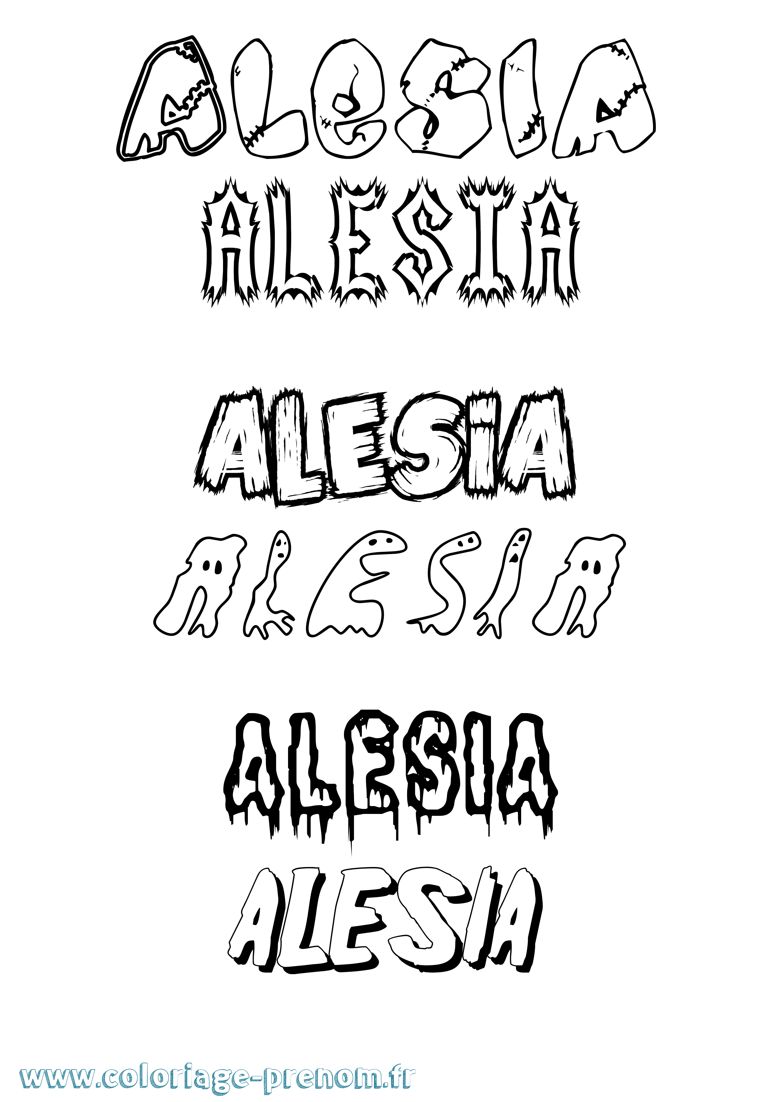 Coloriage prénom Alesia Frisson