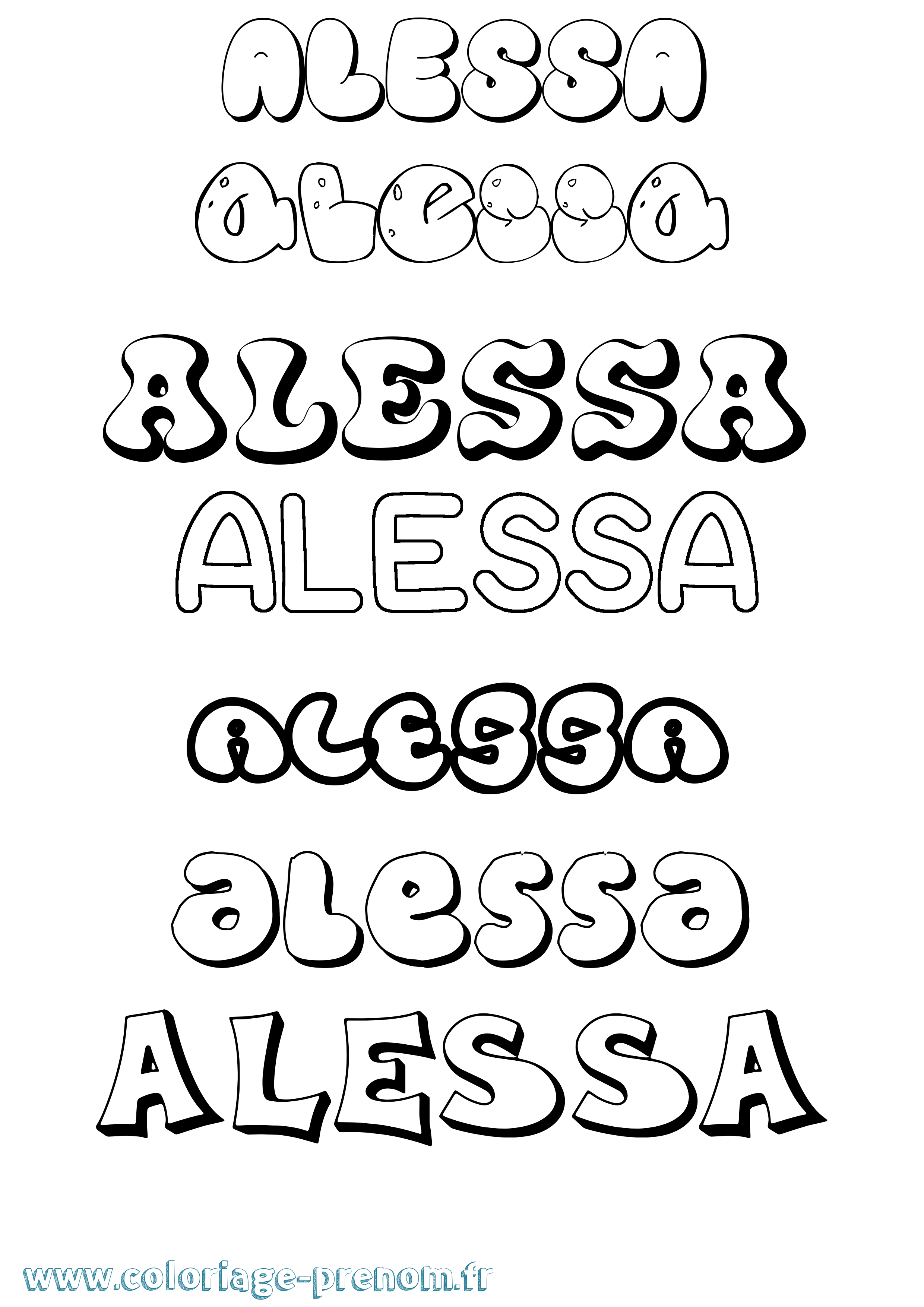 Coloriage Alessa Bubble Coloriage prénom Alessa Bubble