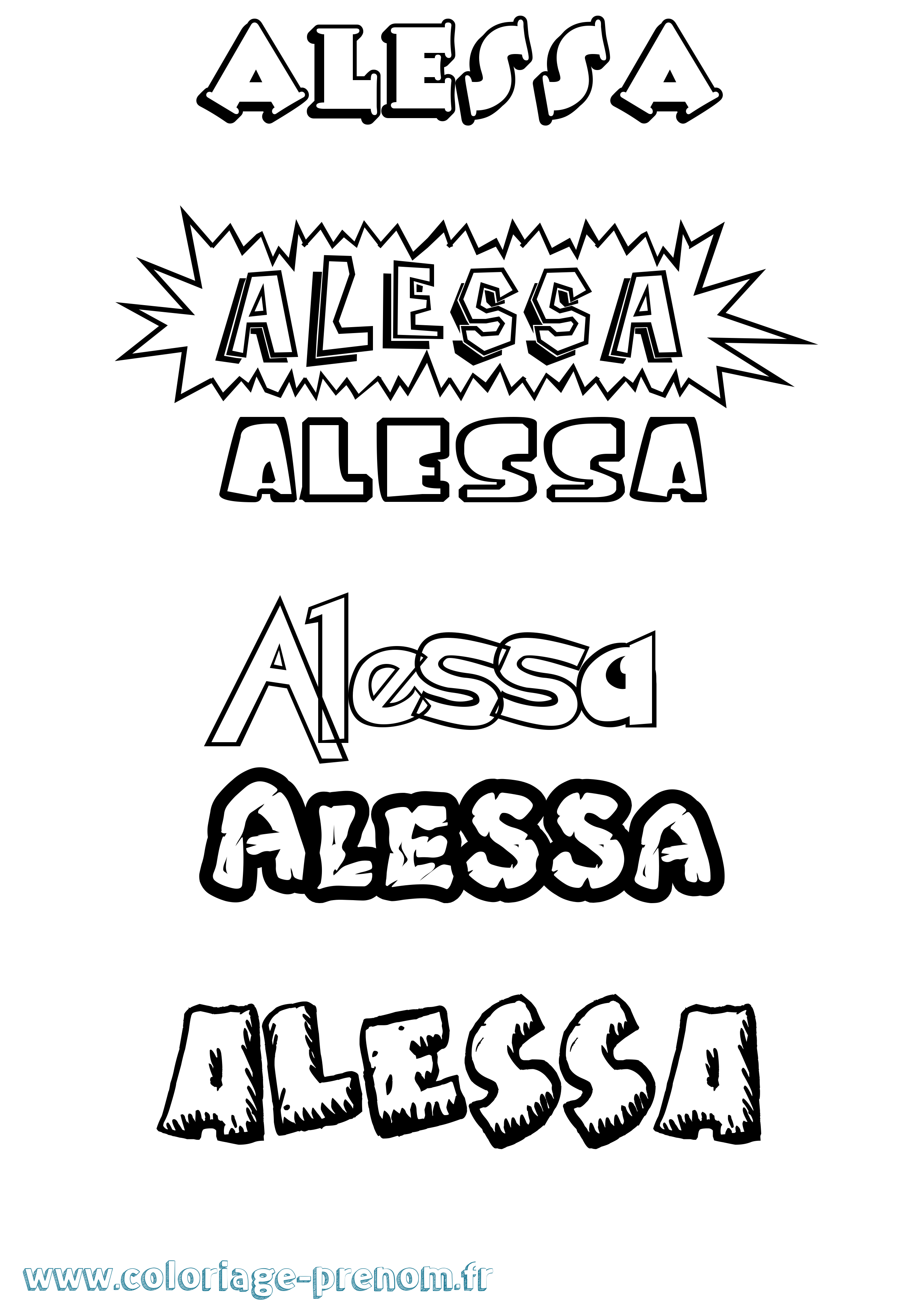 Coloriage prénom Alessa Dessin Animé