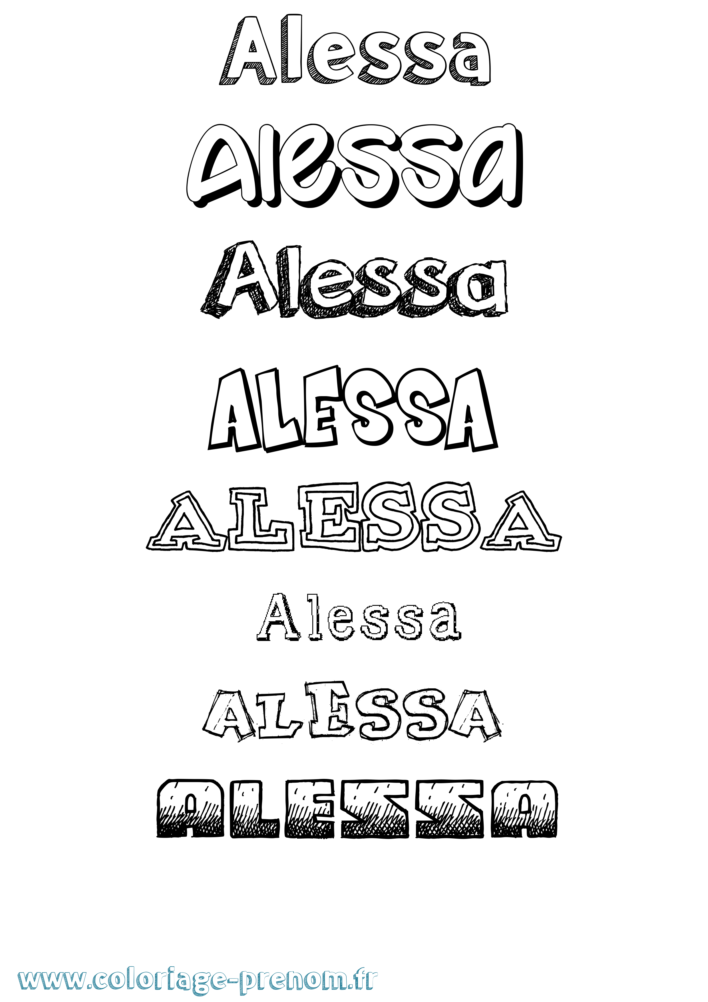 Coloriage Alessa Dessiné Coloriage prénom Alessa Dessiné