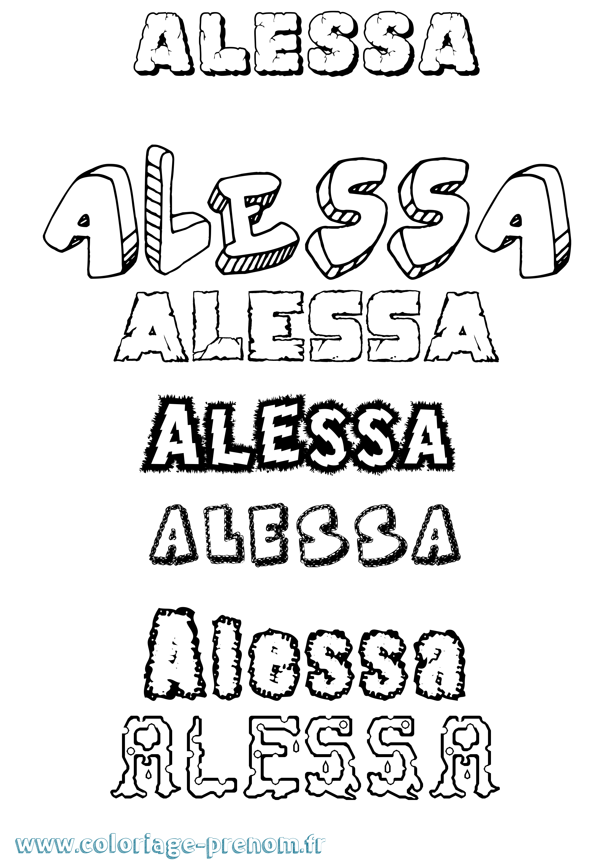 Coloriage Alessa Destructuré Coloriage prénom Alessa Destructuré