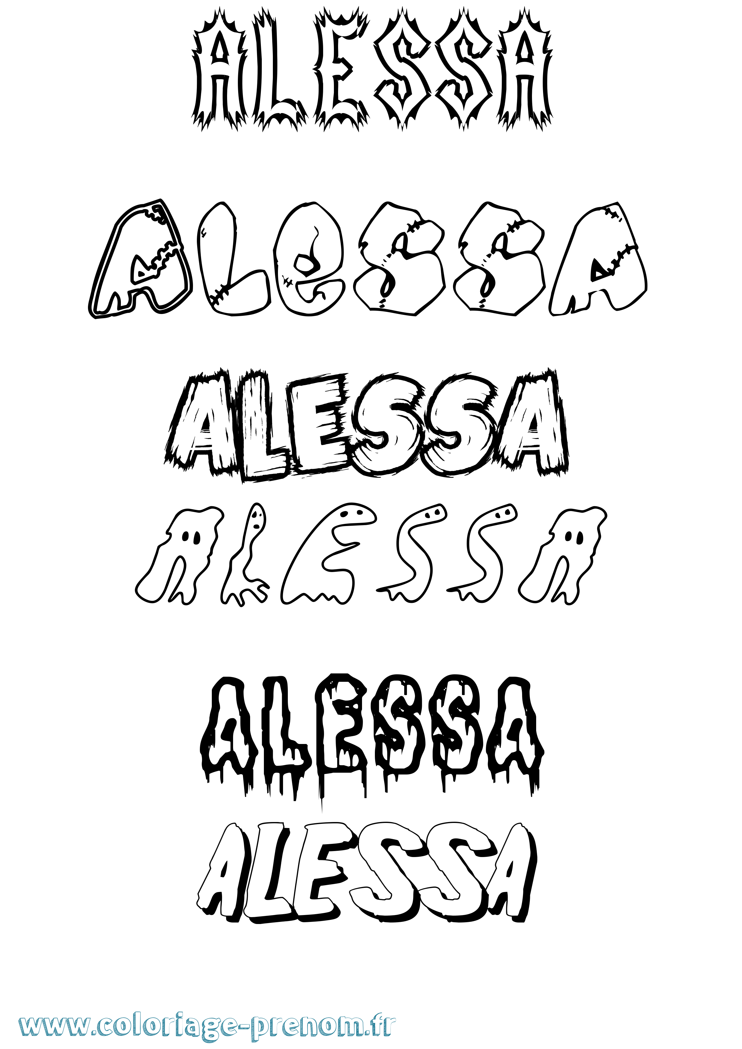 Coloriage Alessa Frisson Coloriage prénom Alessa Frisson