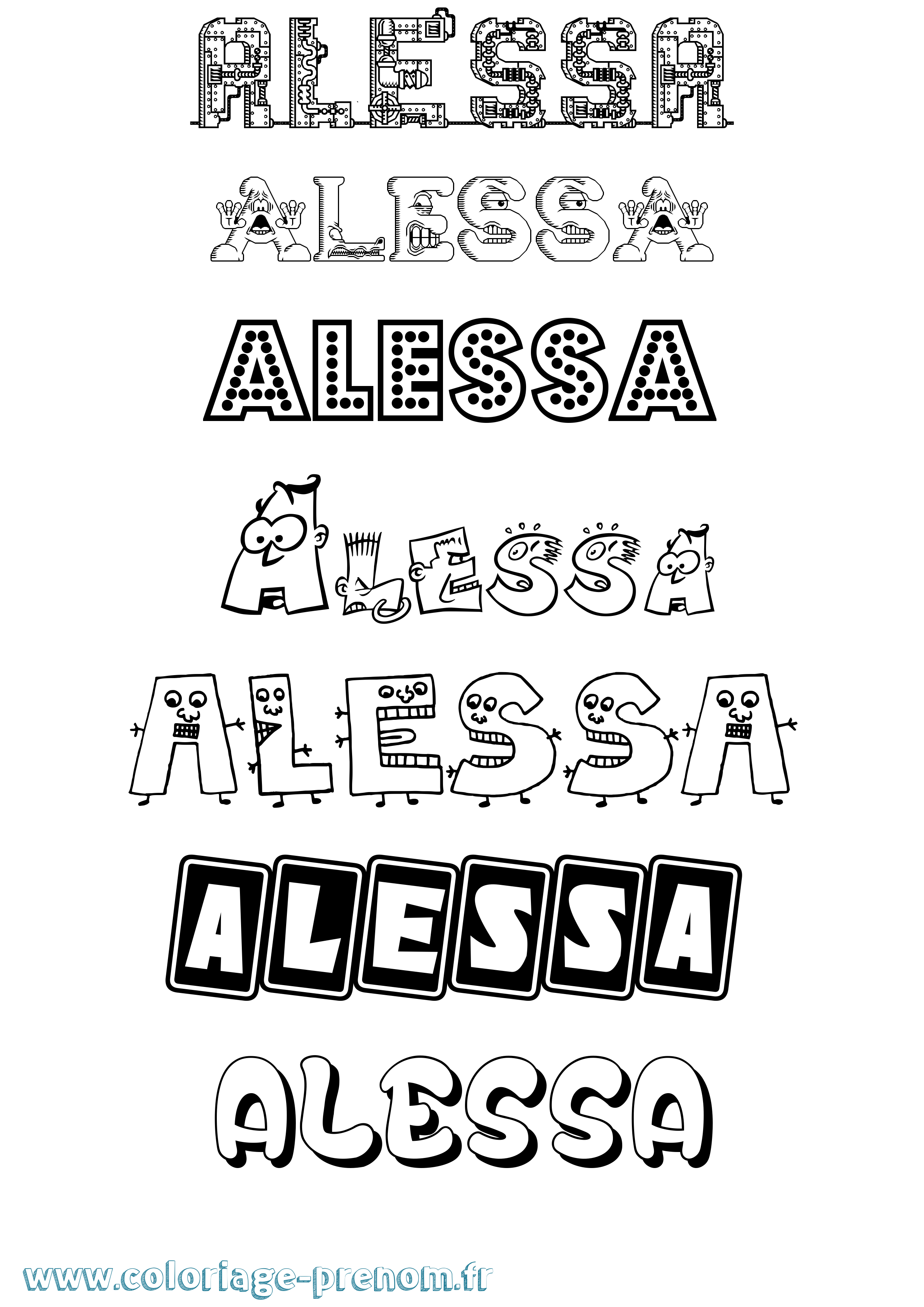 Coloriage prénom Alessa Fun