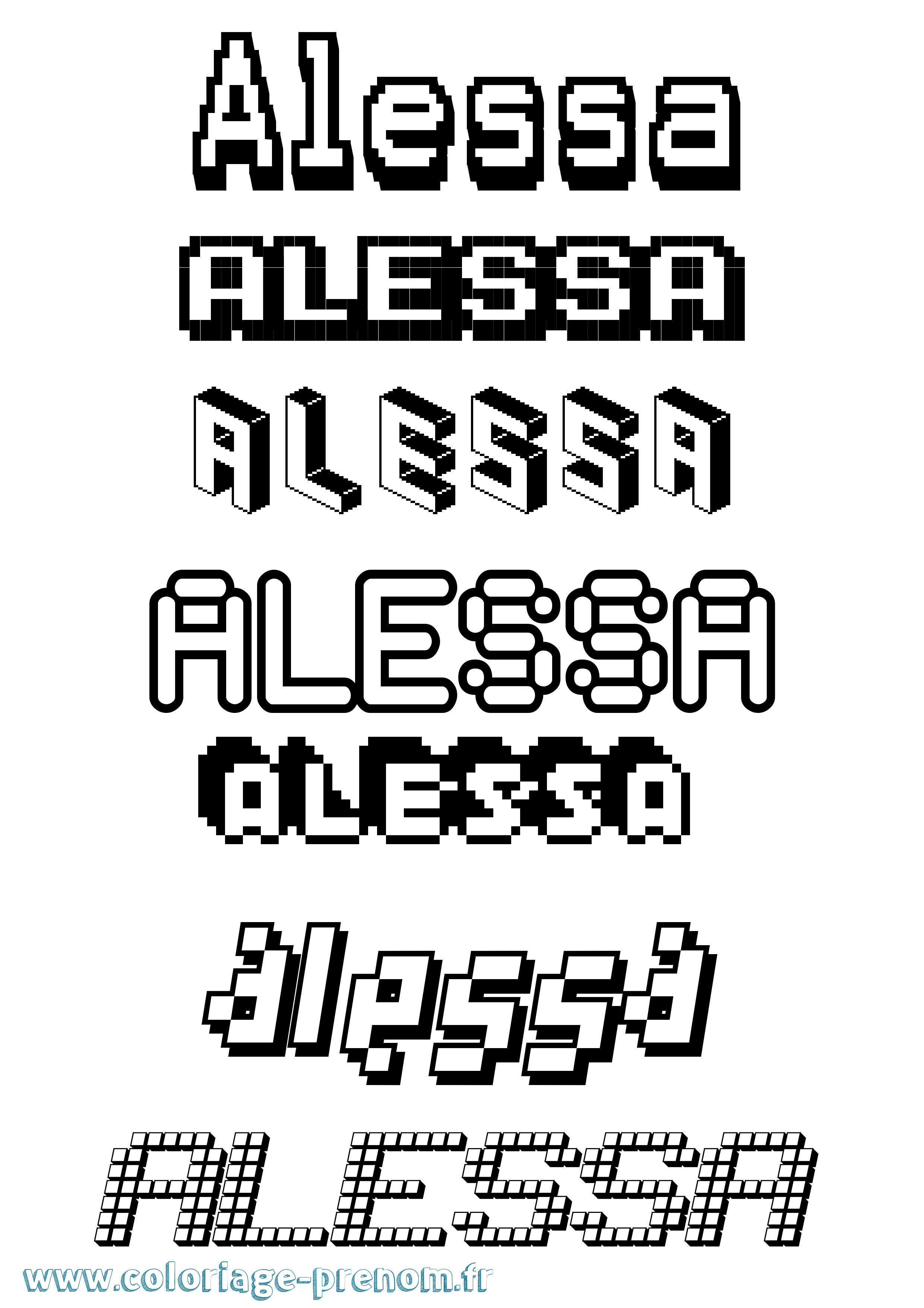 Coloriage prénom Alessa Pixel