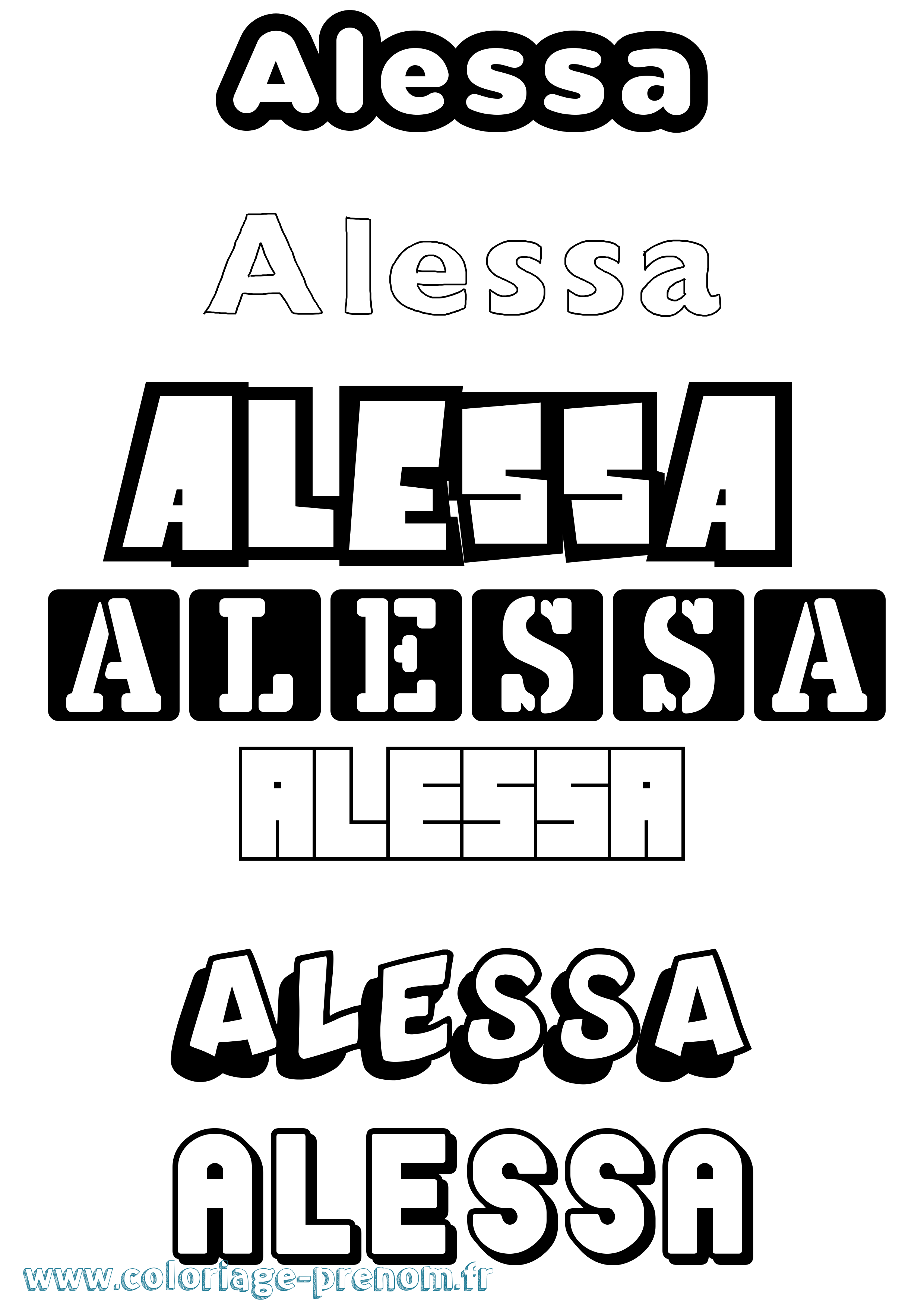 Coloriage prénom Alessa Simple