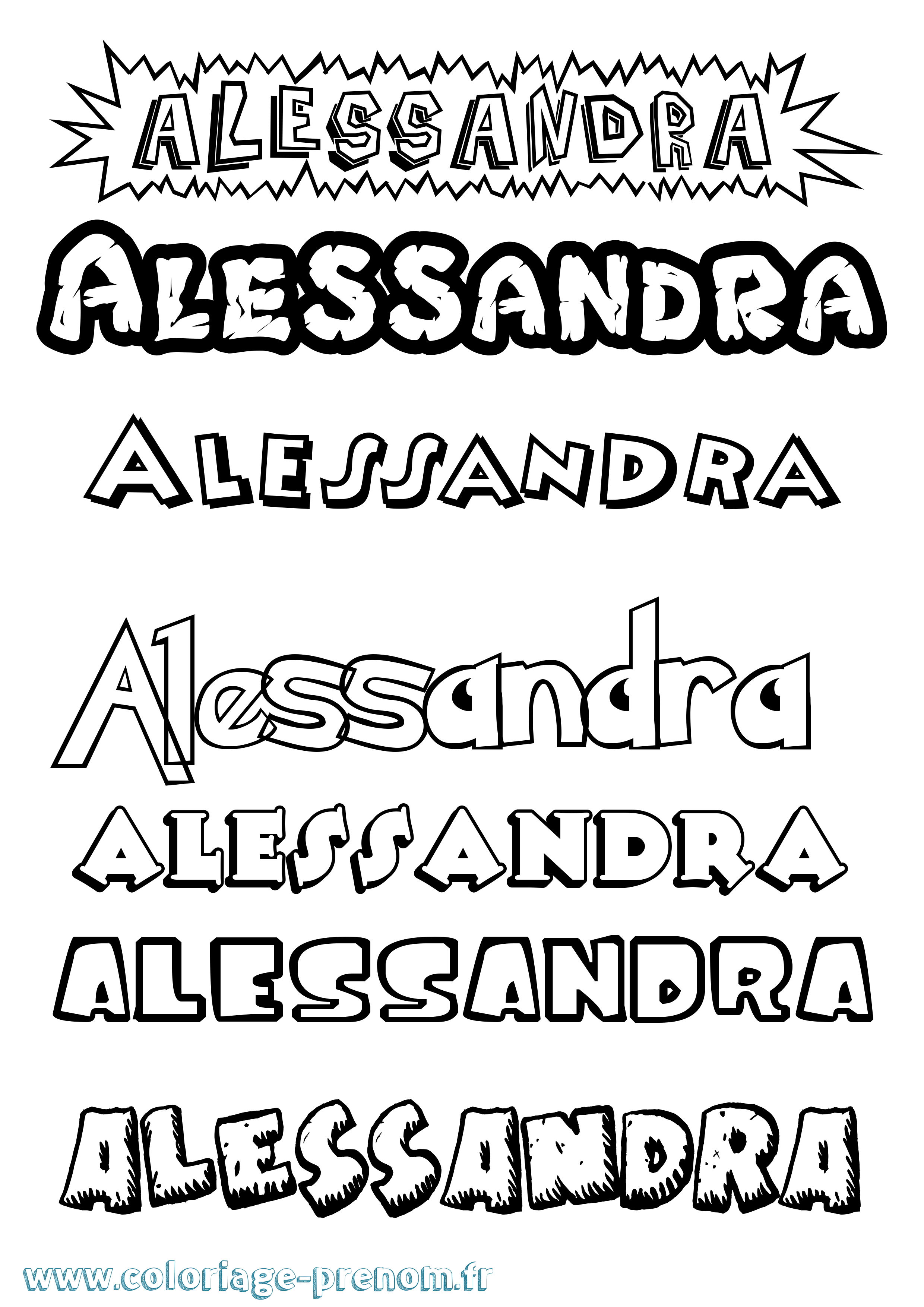 Coloriage prénom Alessandra Dessin Animé