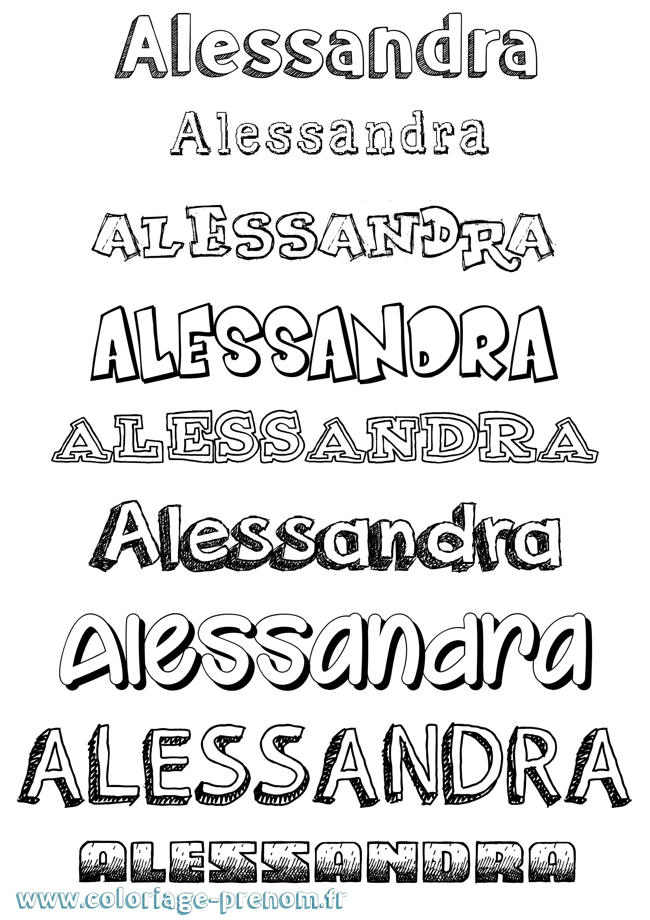 Coloriage prénom Alessandra Dessiné