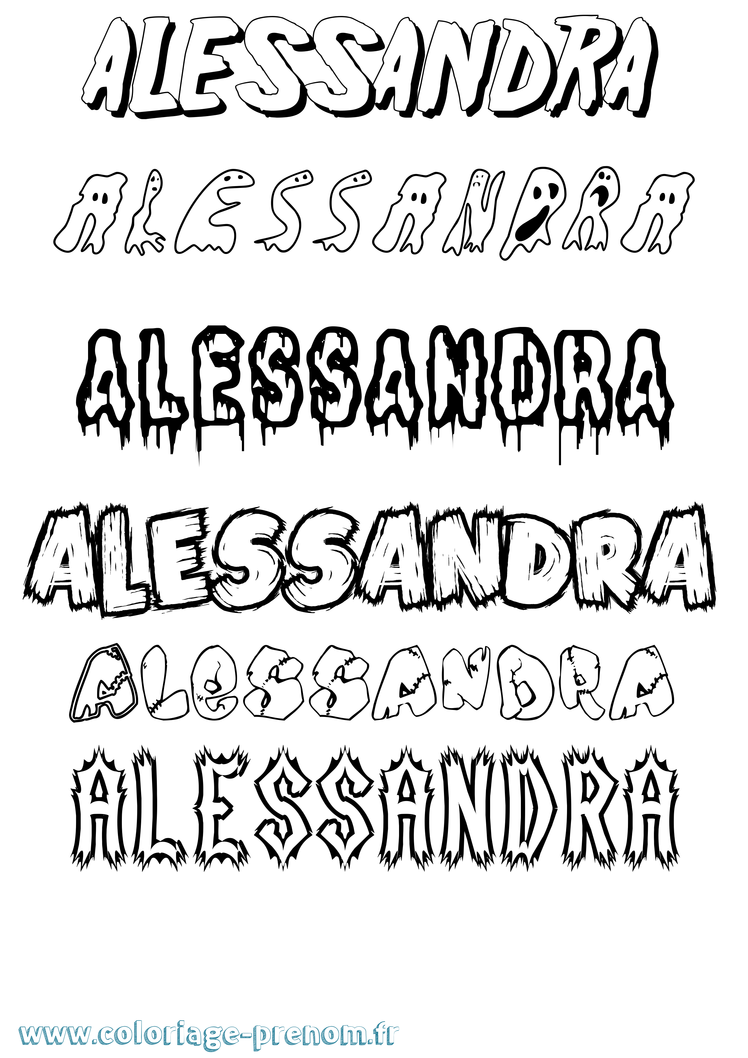 Coloriage prénom Alessandra Frisson