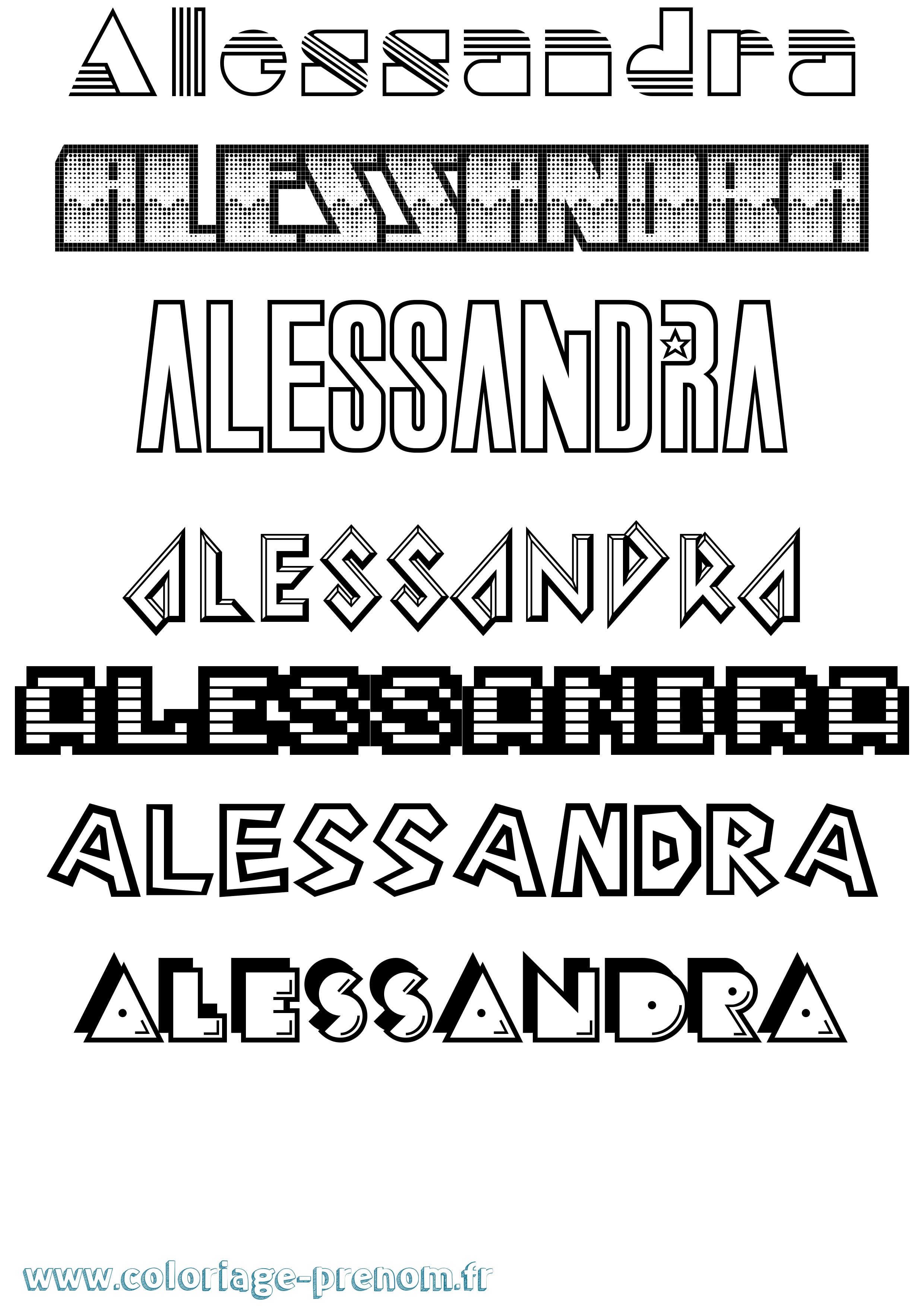 Coloriage prénom Alessandra Jeux Vidéos