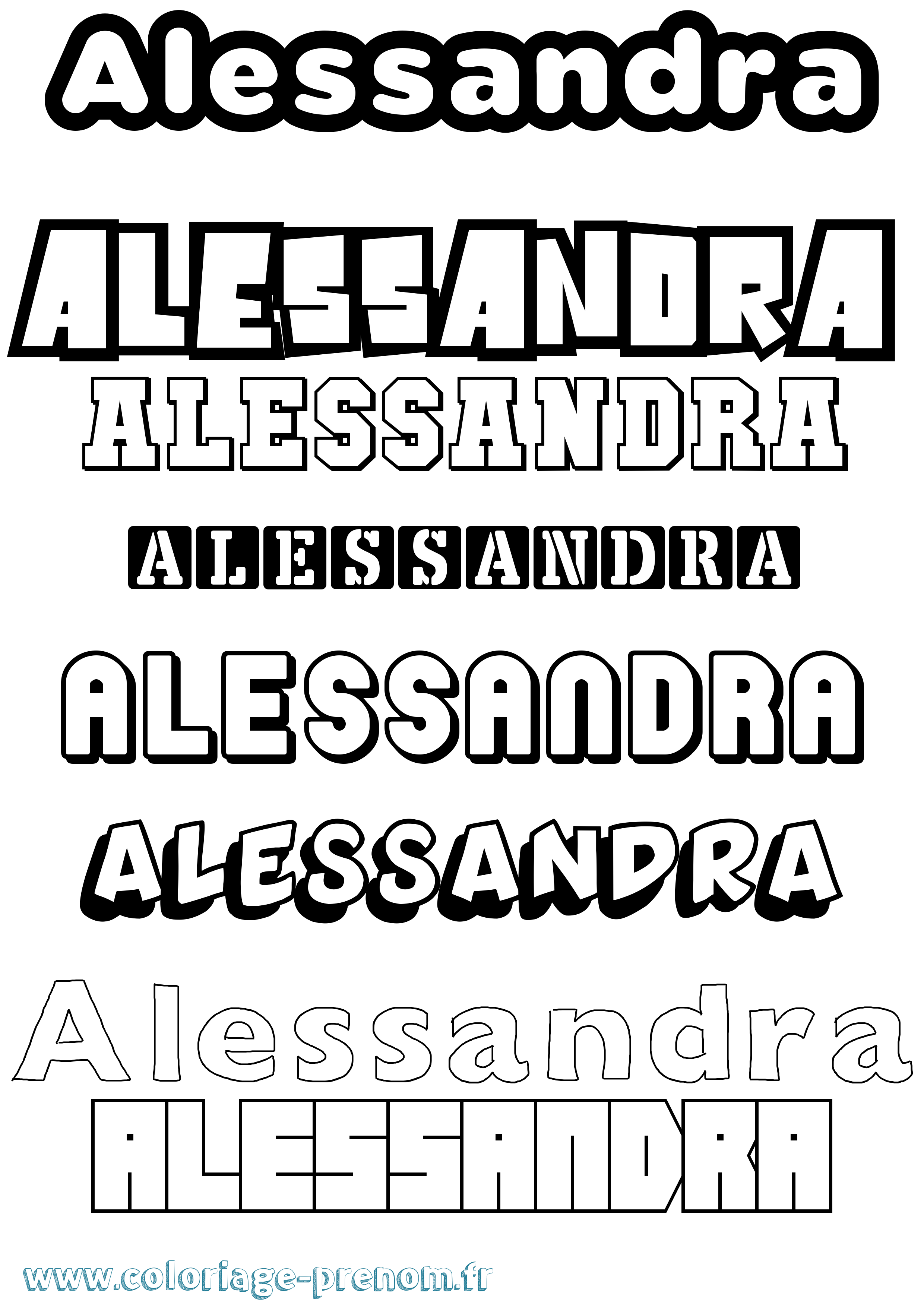 Coloriage prénom Alessandra Simple