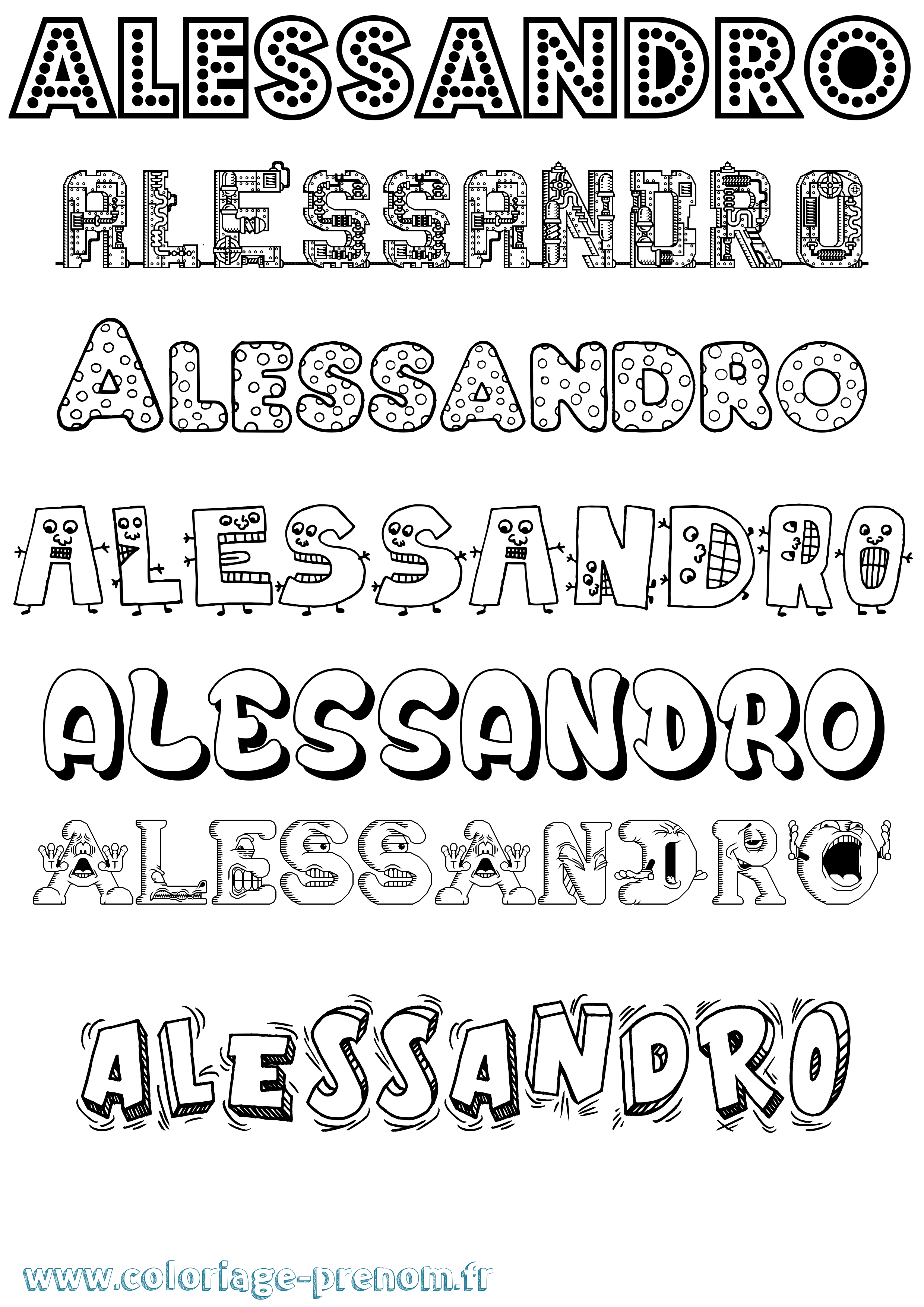 Coloriage Alessandro Coloriage prénom Alessandro