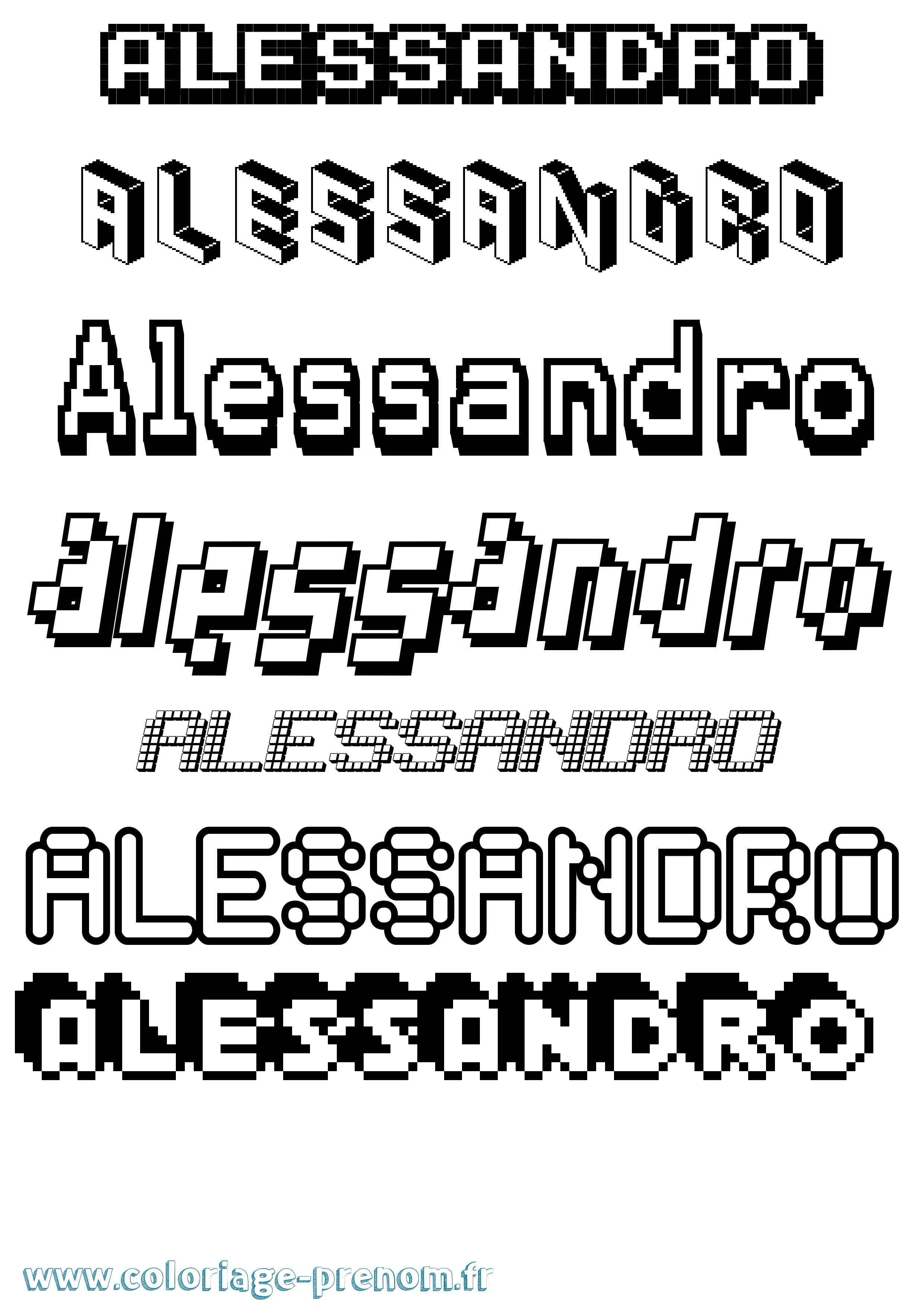 Coloriage prénom Alessandro Pixel