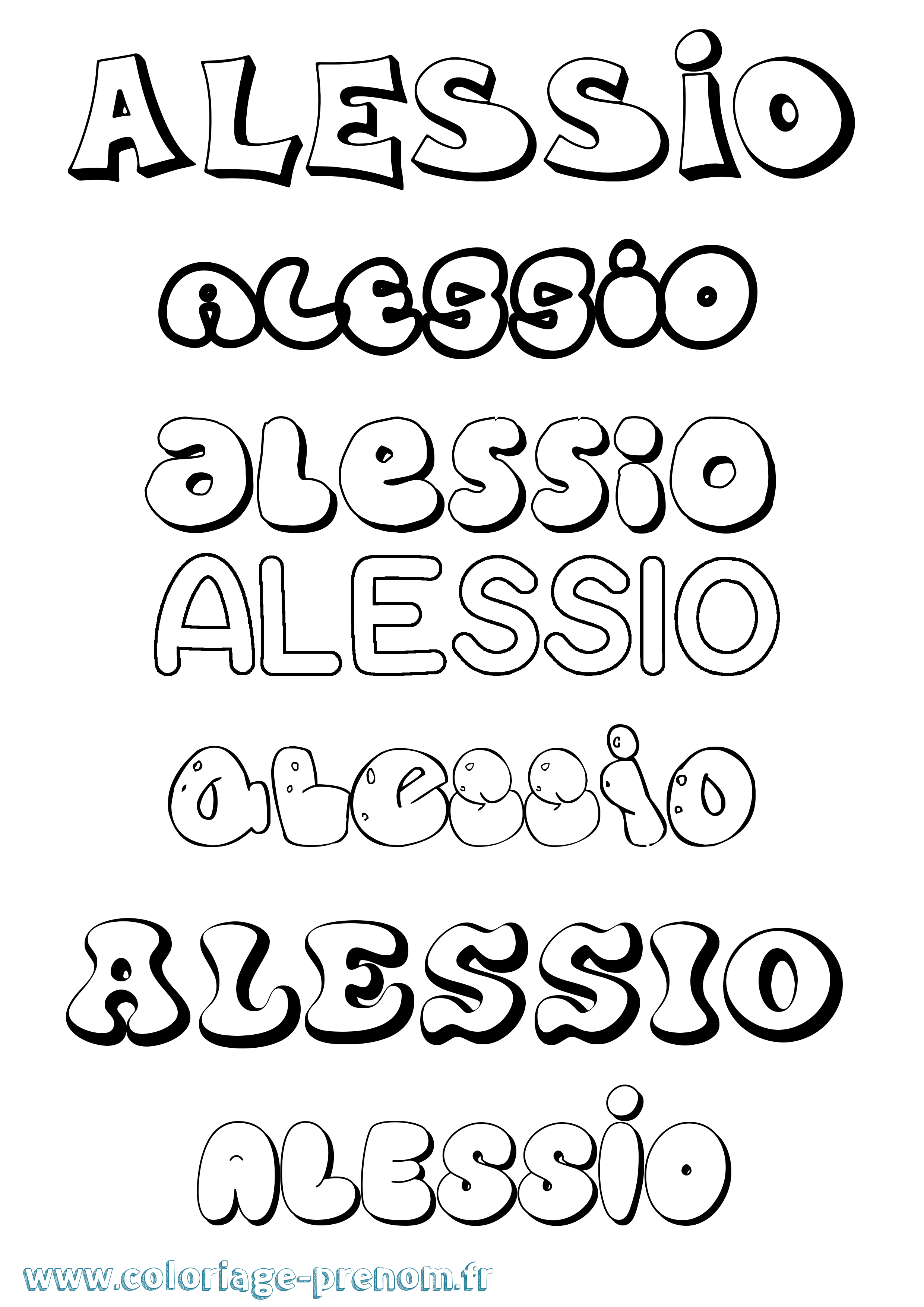 Coloriage prénom Alessio Bubble