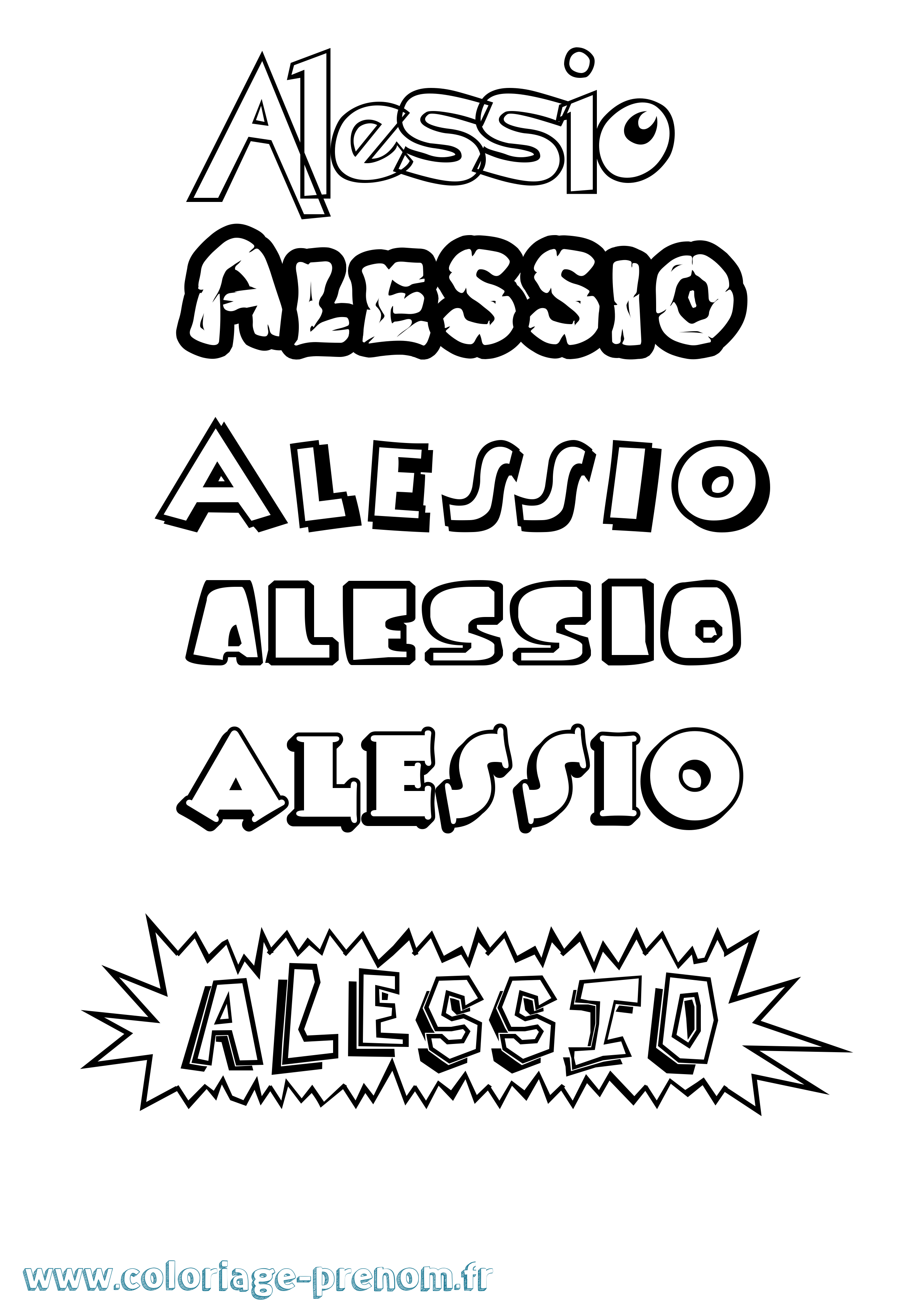 Coloriage prénom Alessio Dessin Animé