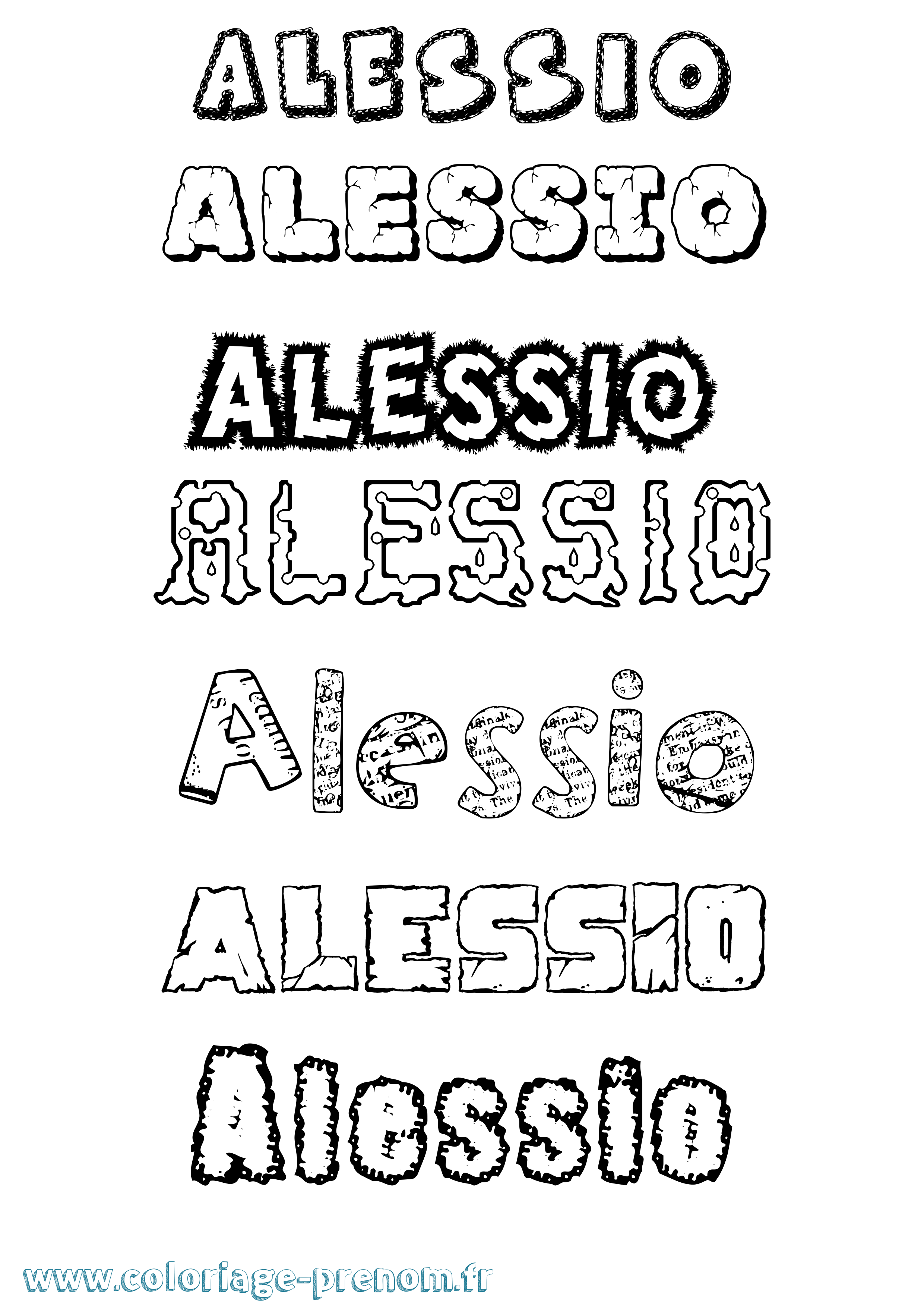 Coloriage prénom Alessio Destructuré