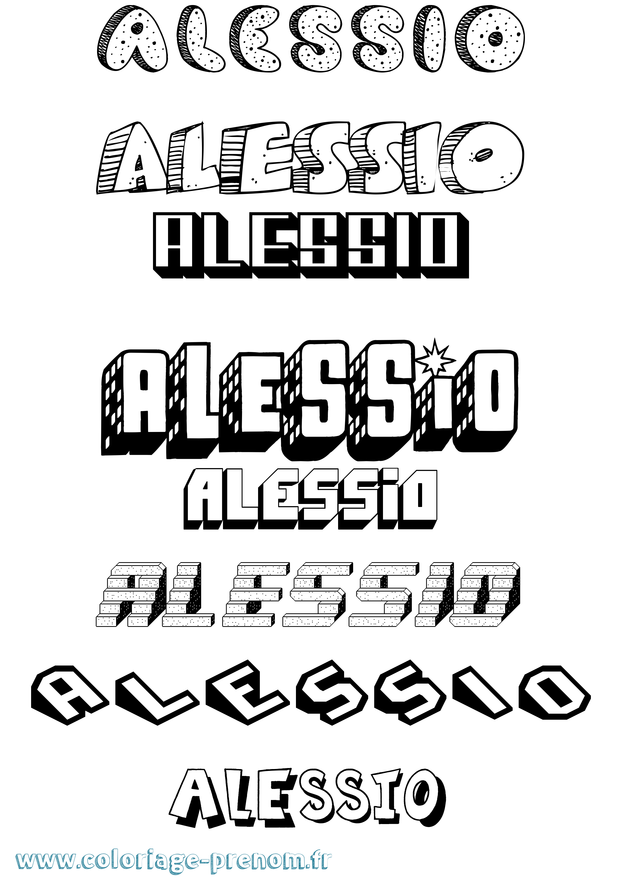 Coloriage prénom Alessio Effet 3D