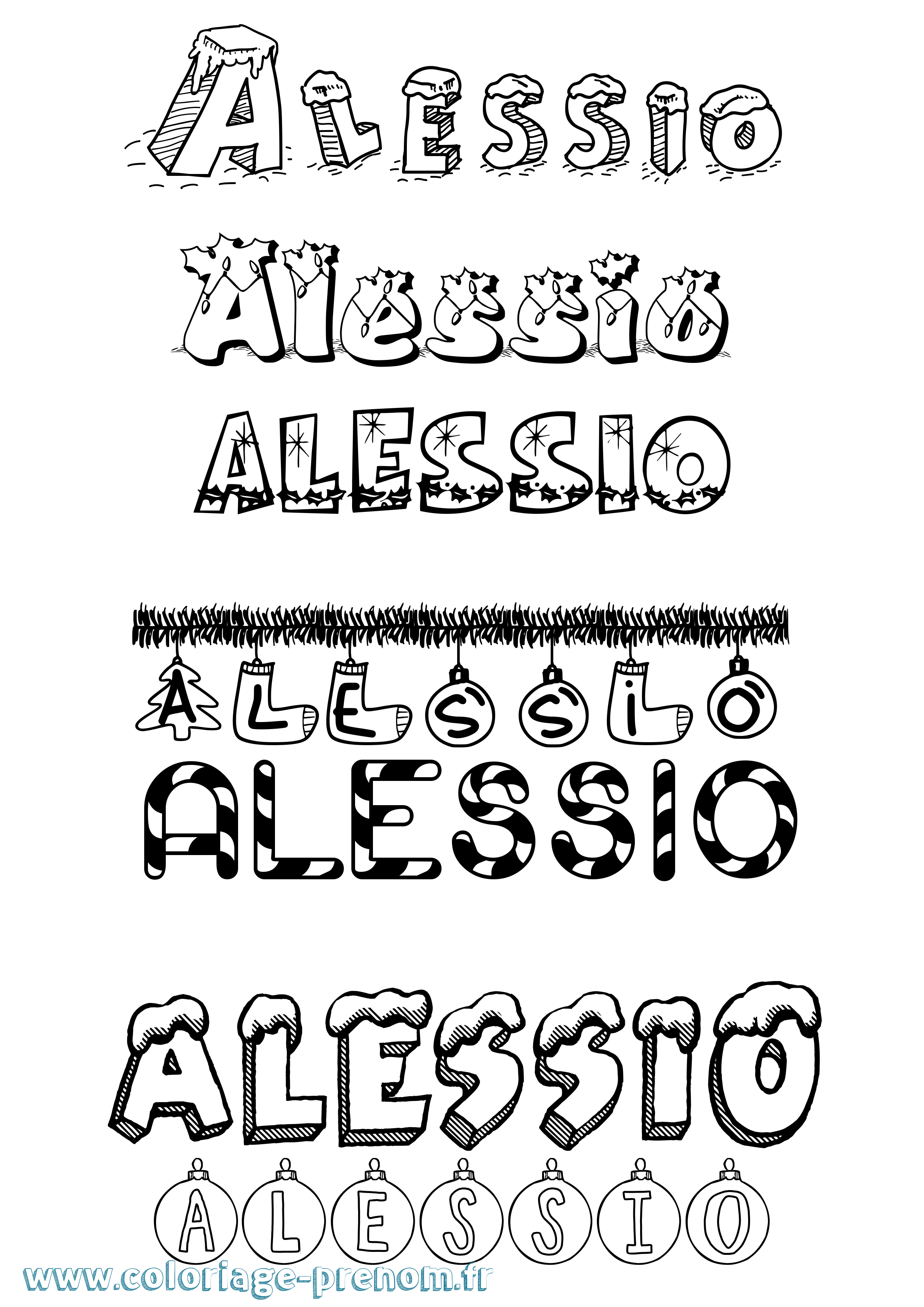 Coloriage prénom Alessio Noël