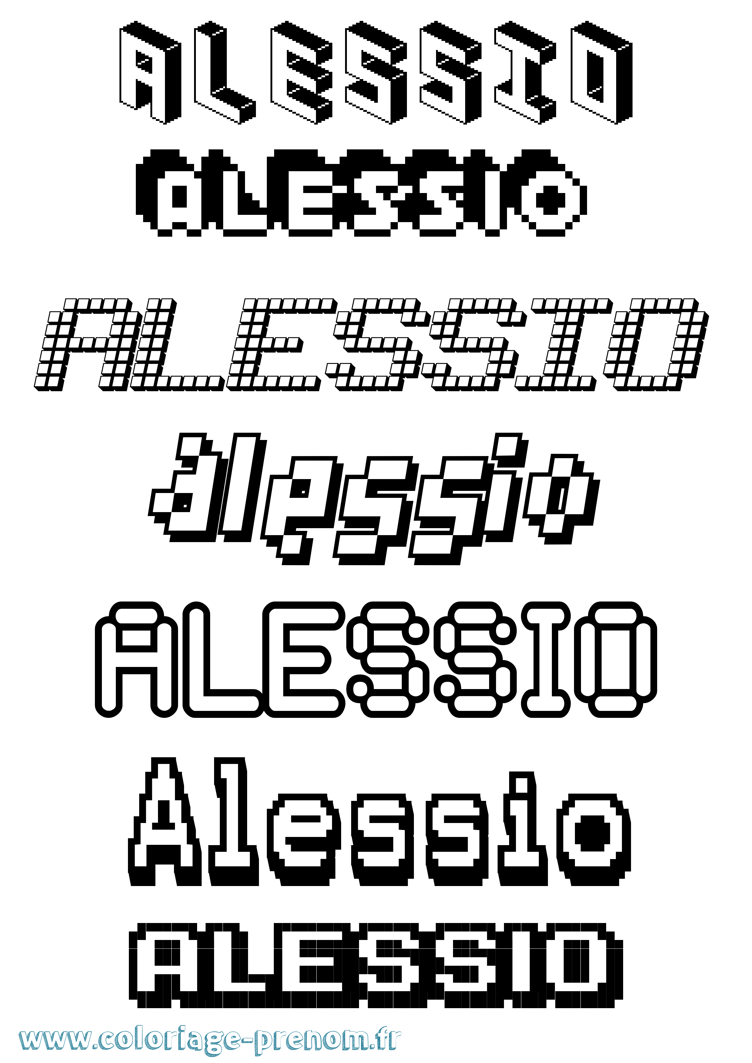 Coloriage prénom Alessio Pixel