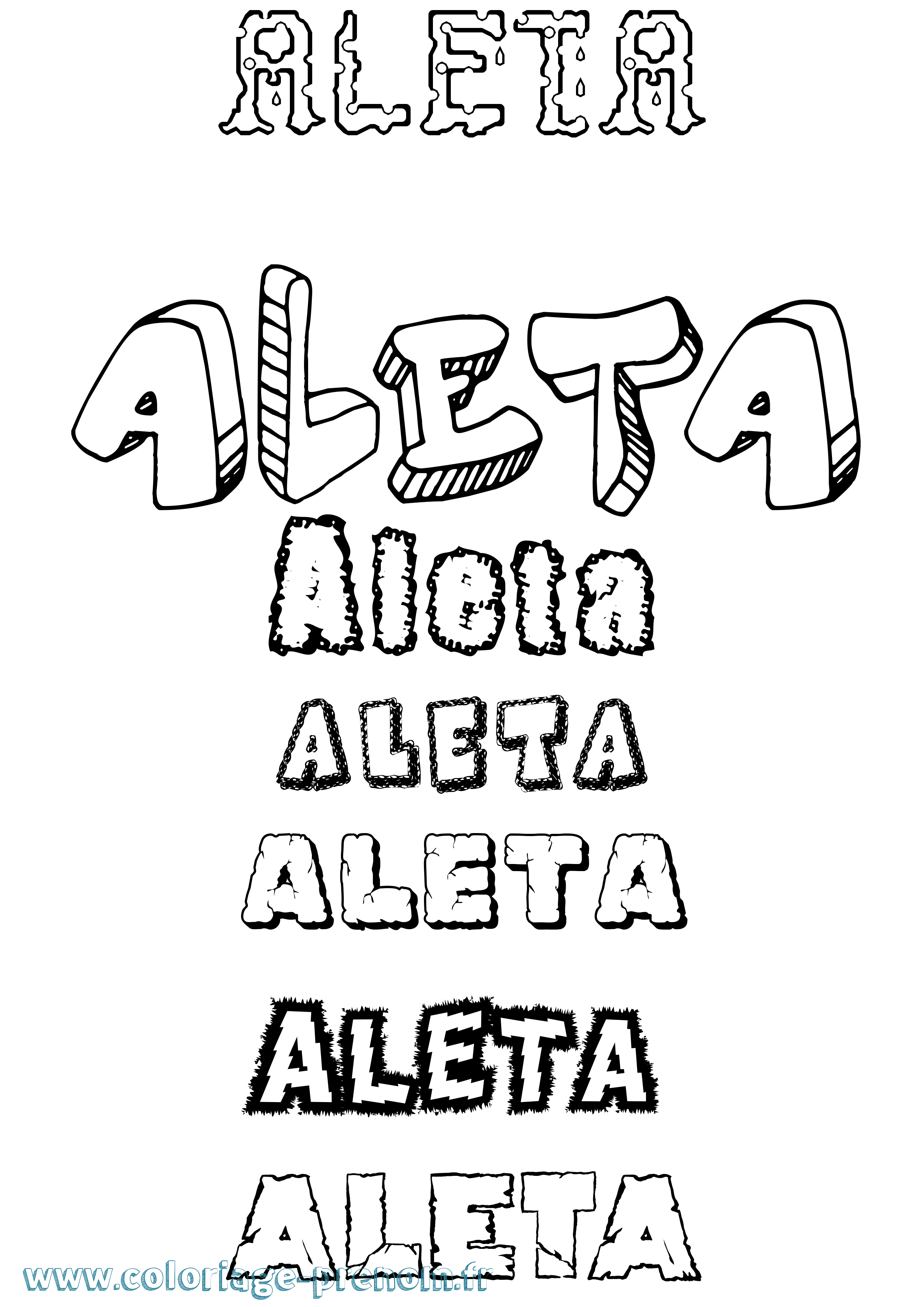 Coloriage prénom Aleta Destructuré