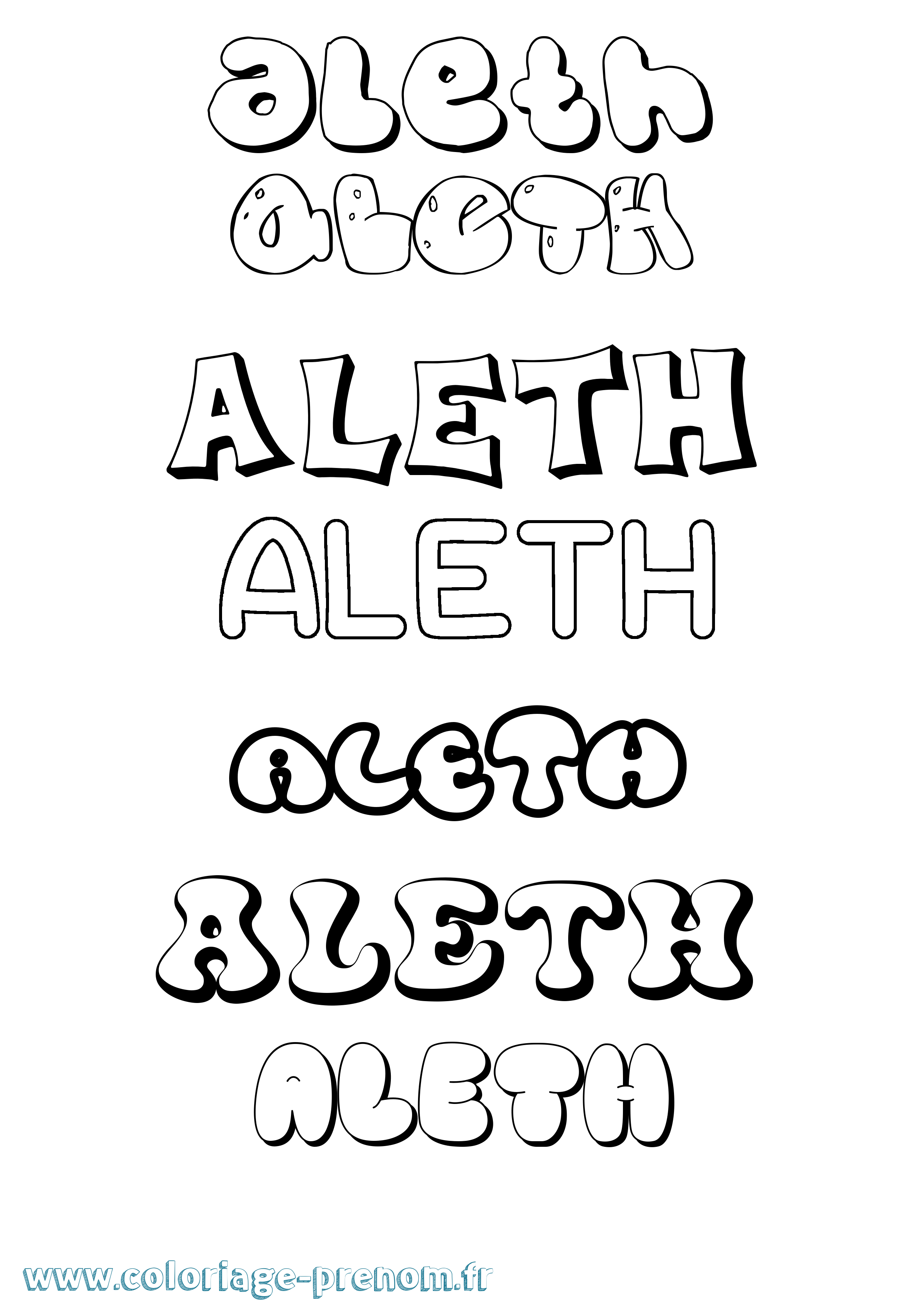 Coloriage prénom Aleth Bubble