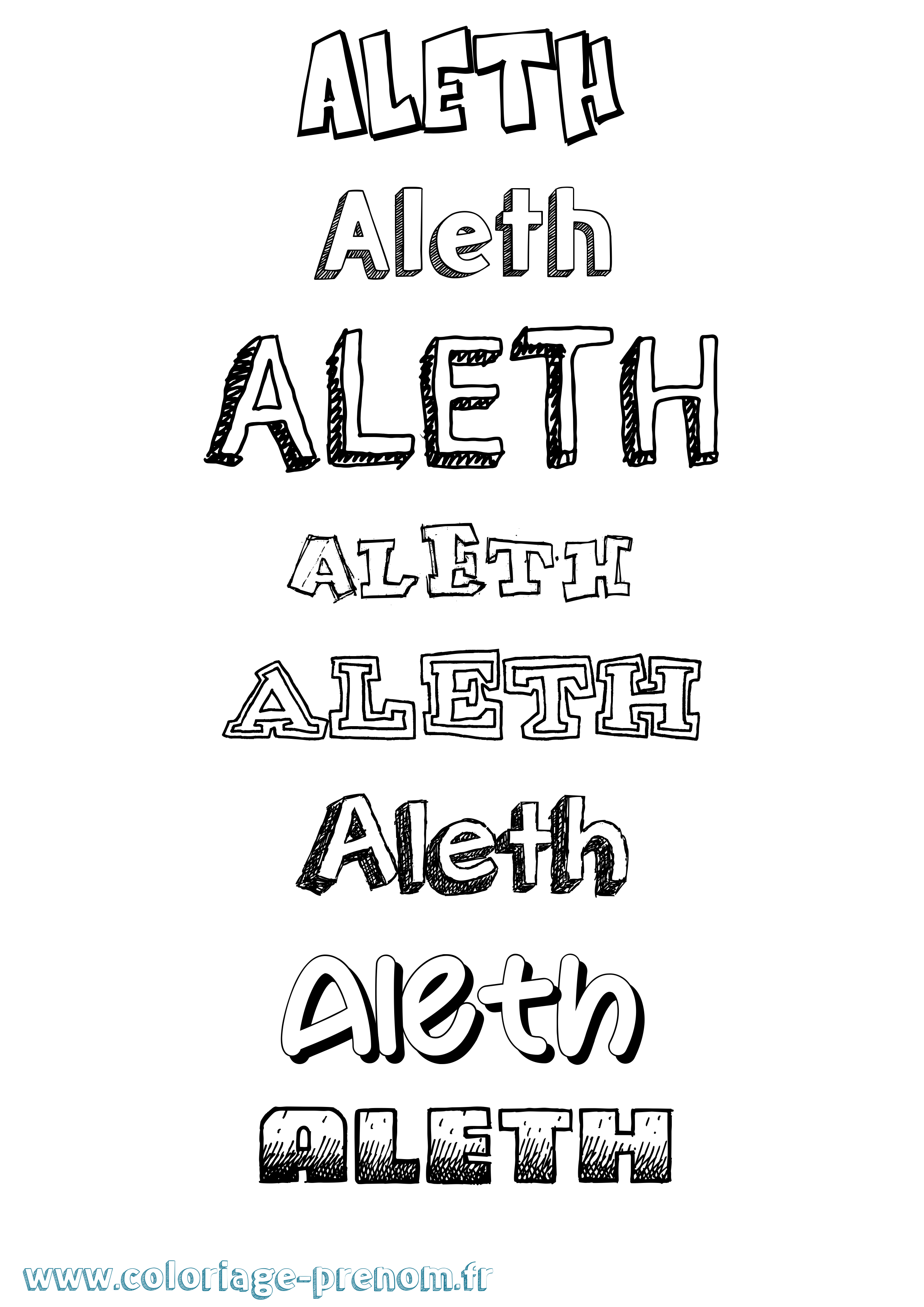 Coloriage prénom Aleth Dessiné