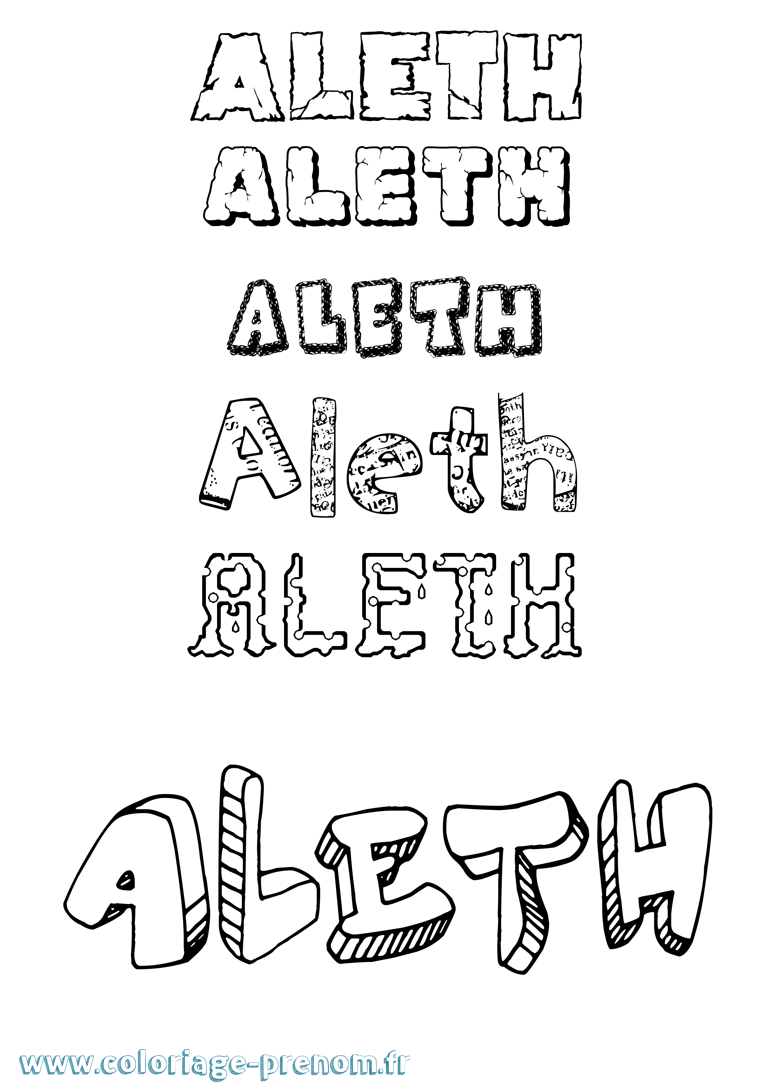 Coloriage prénom Aleth Destructuré