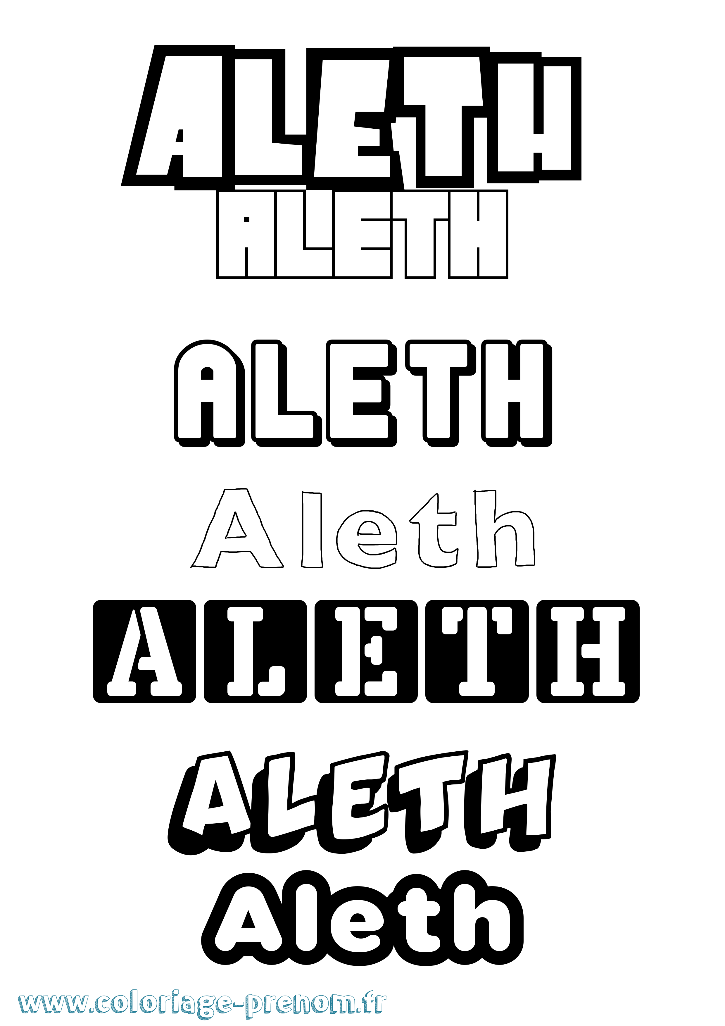 Coloriage prénom Aleth Simple