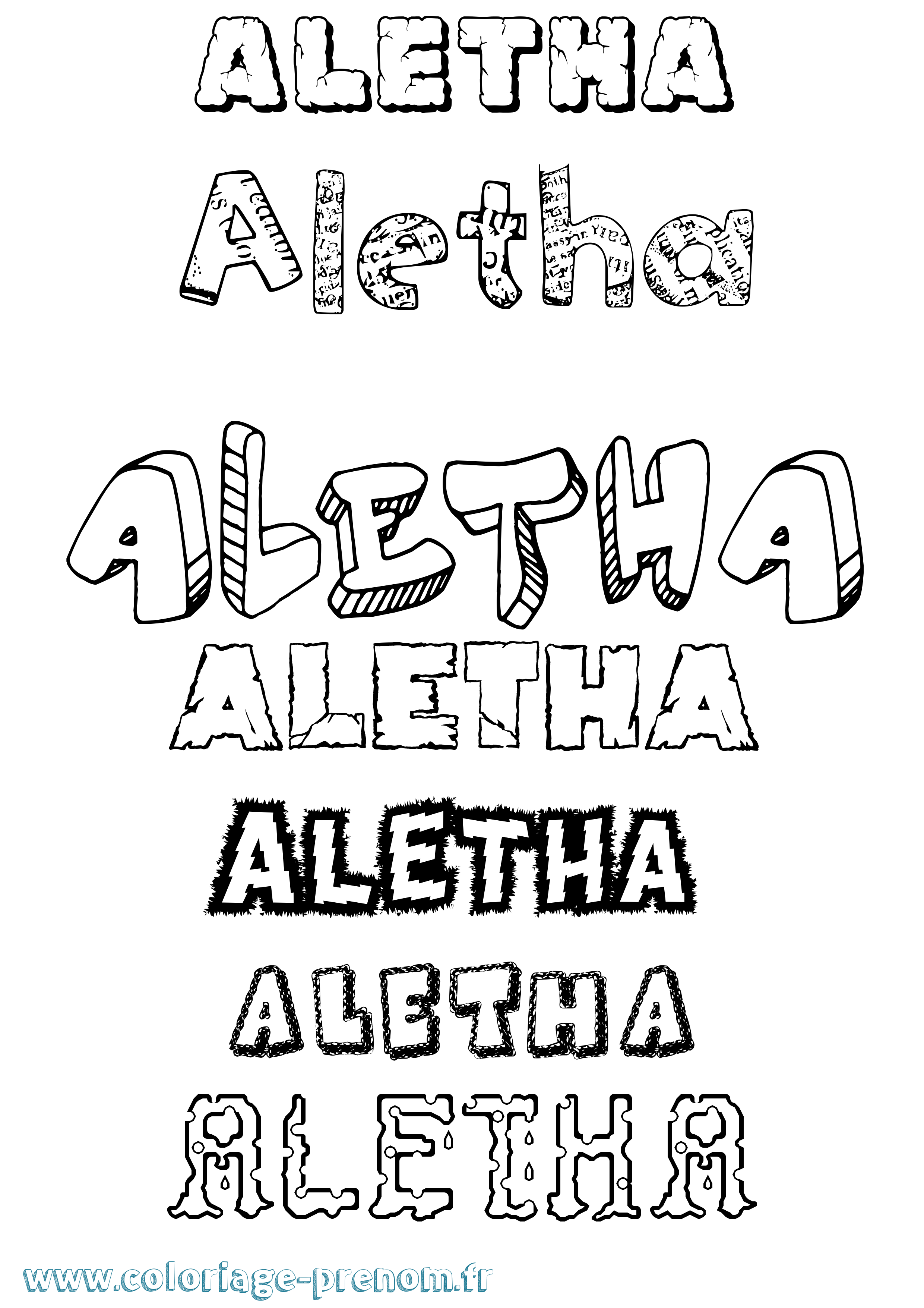Coloriage prénom Aletha Destructuré