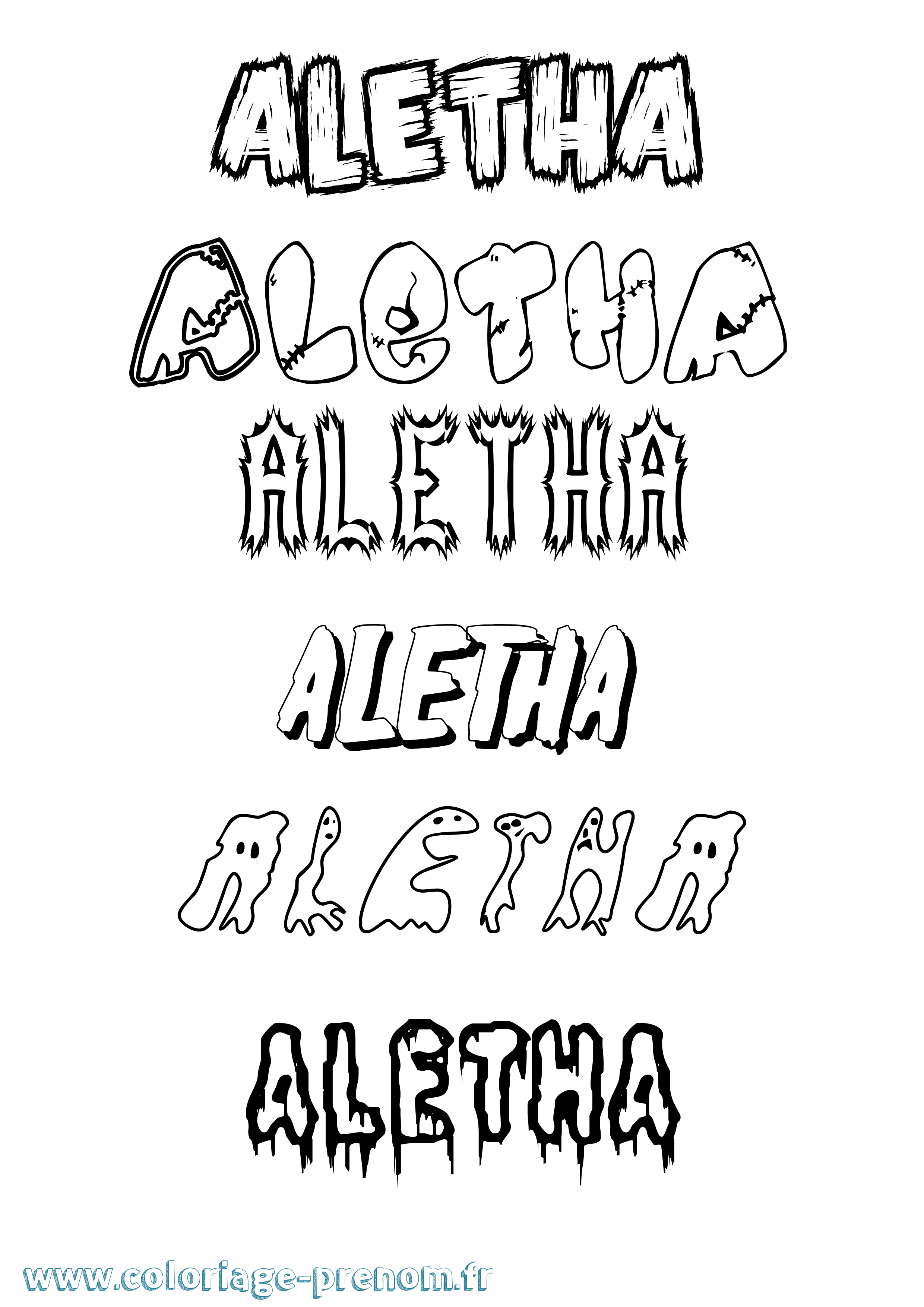 Coloriage prénom Aletha Frisson