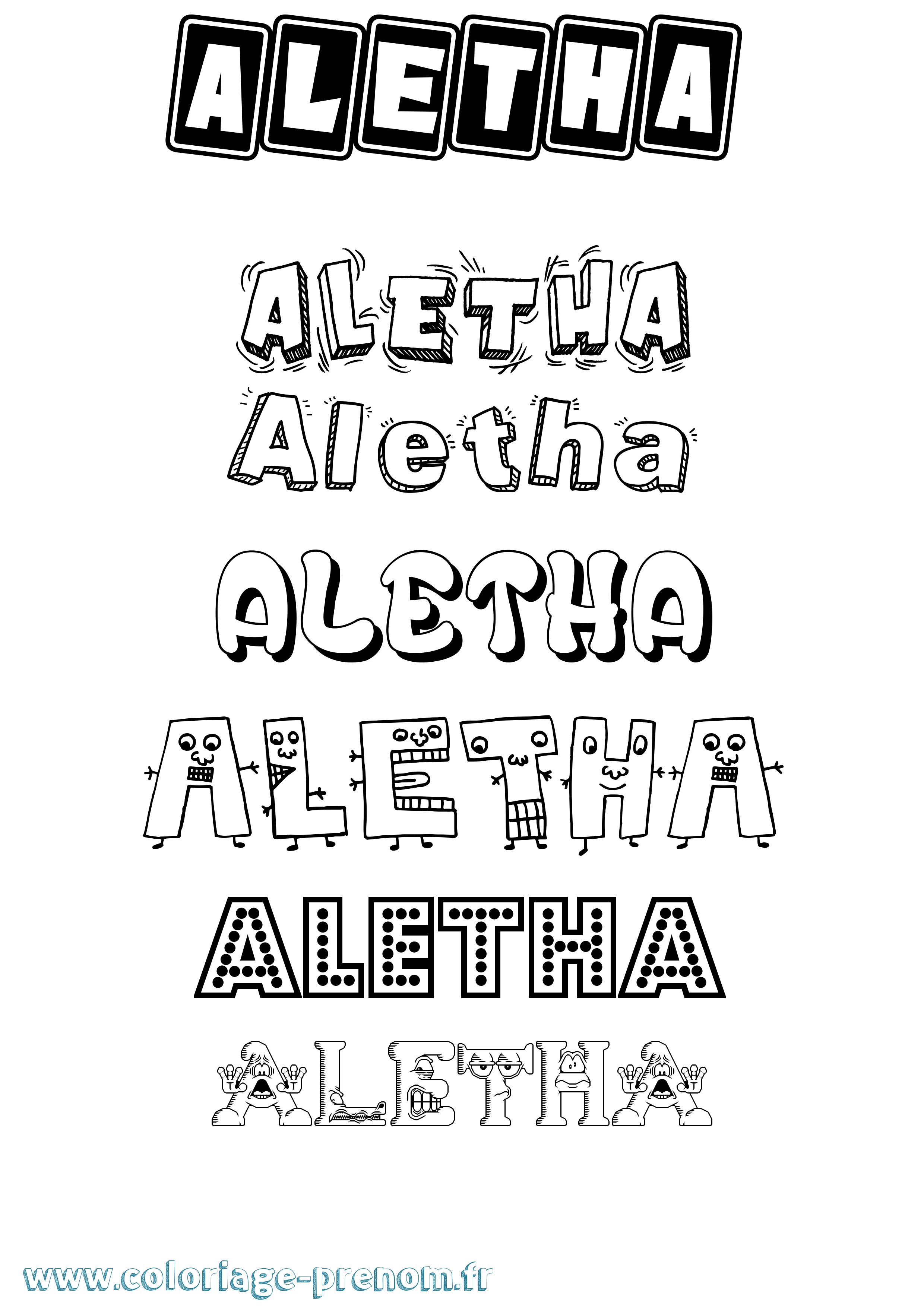 Coloriage prénom Aletha Fun