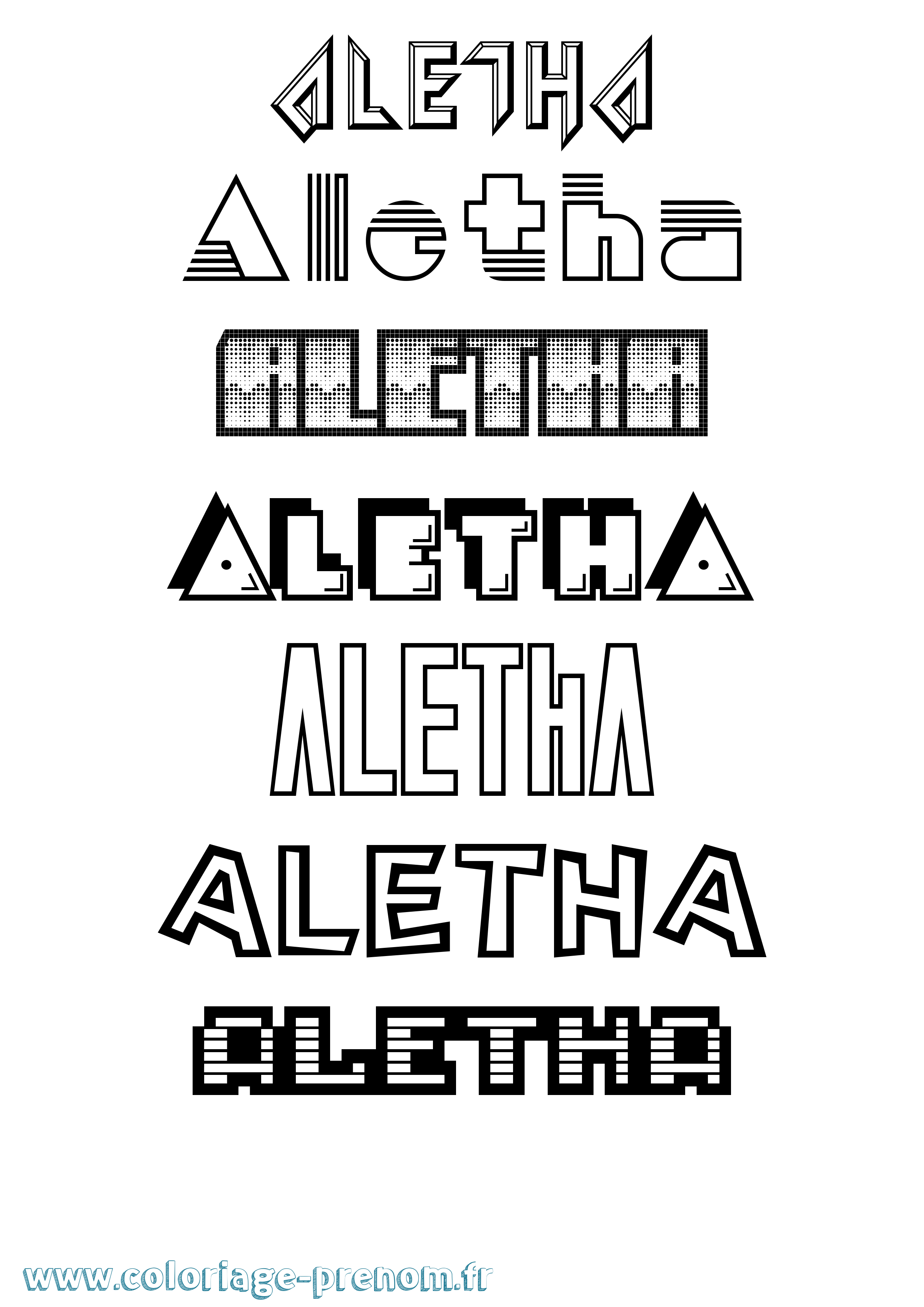 Coloriage prénom Aletha Jeux Vidéos