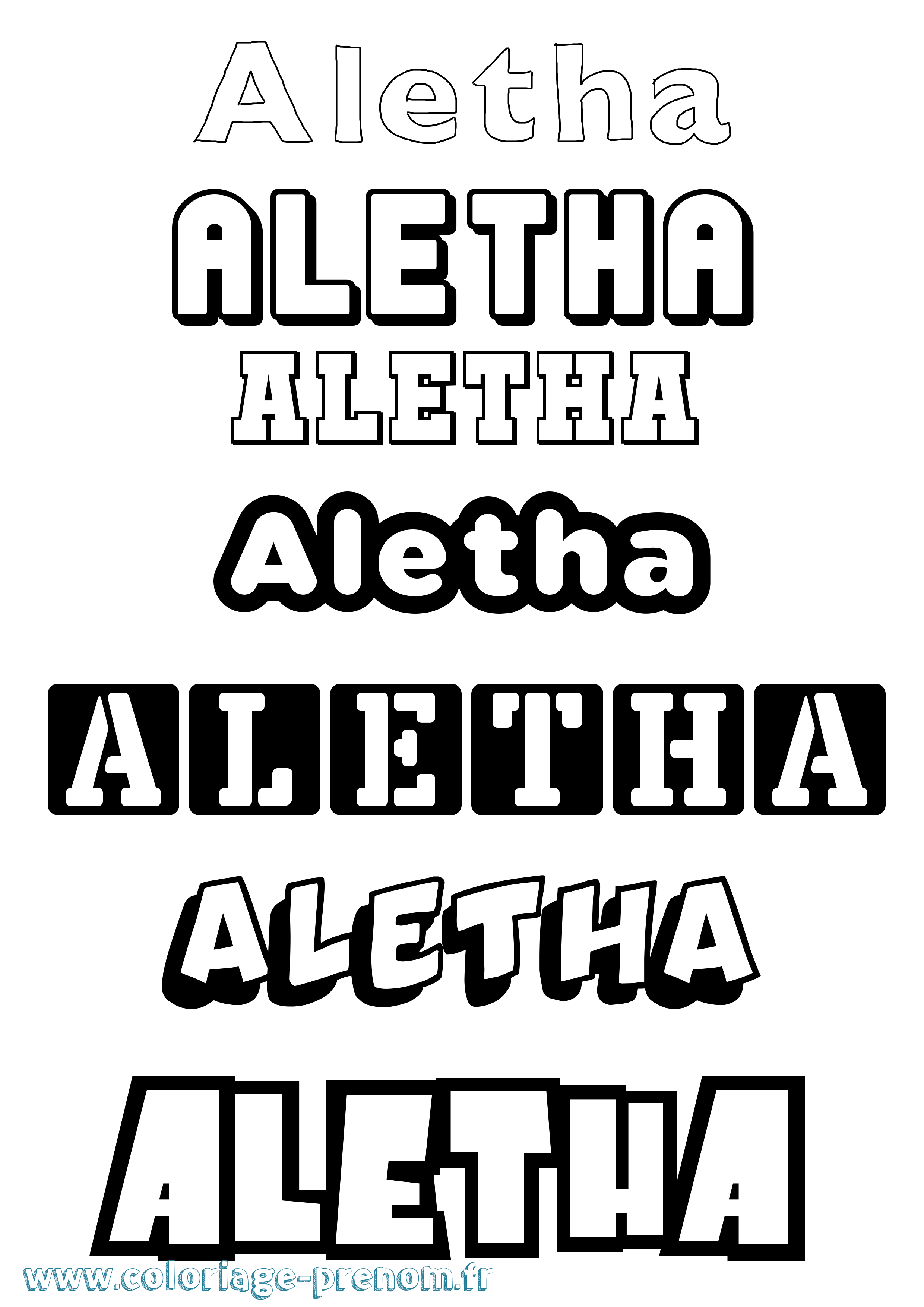 Coloriage prénom Aletha Simple