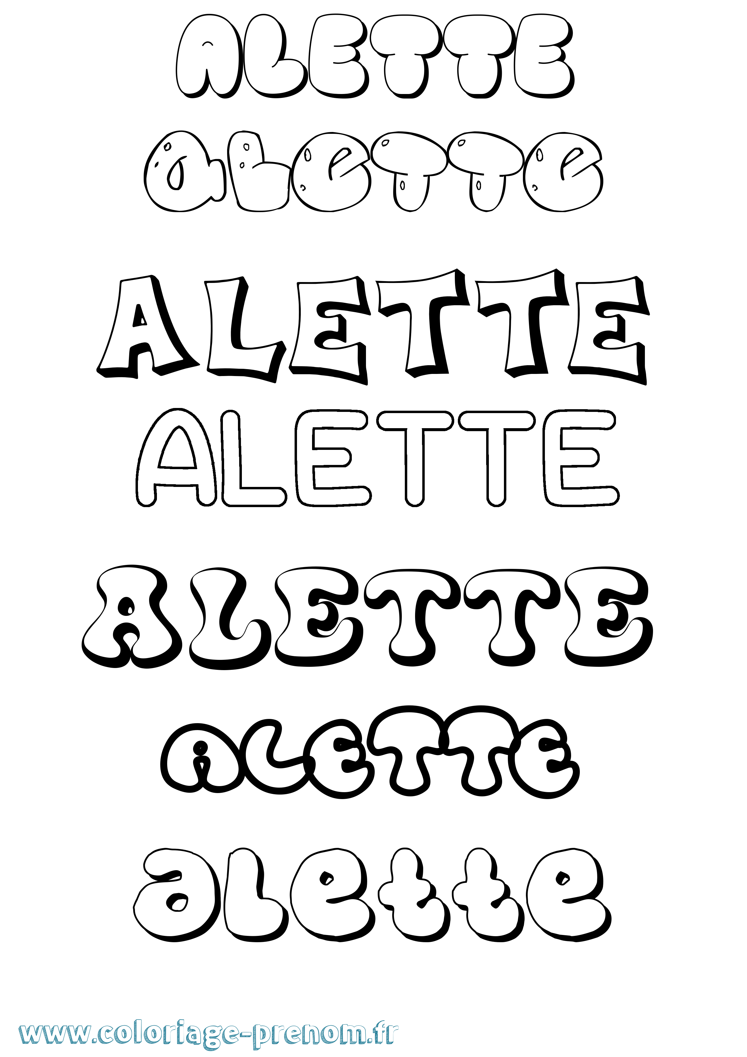 Coloriage Alette Bubble Coloriage prénom Alette Bubble