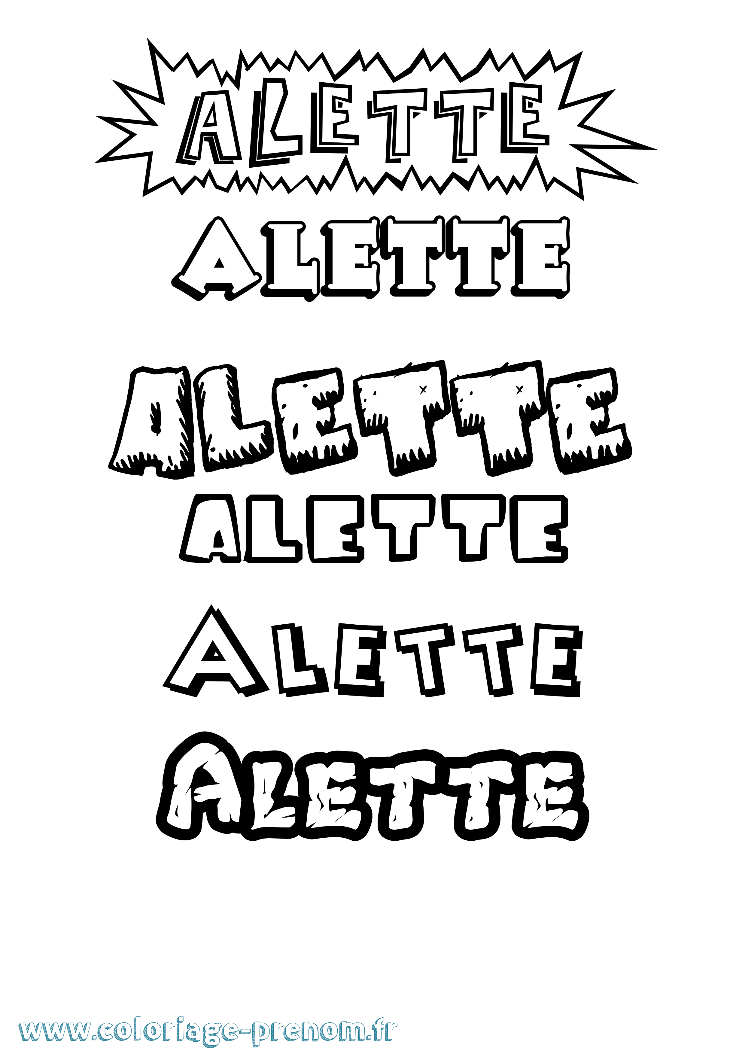 Coloriage Alette Dessin Animé Coloriage prénom Alette Dessin Animé