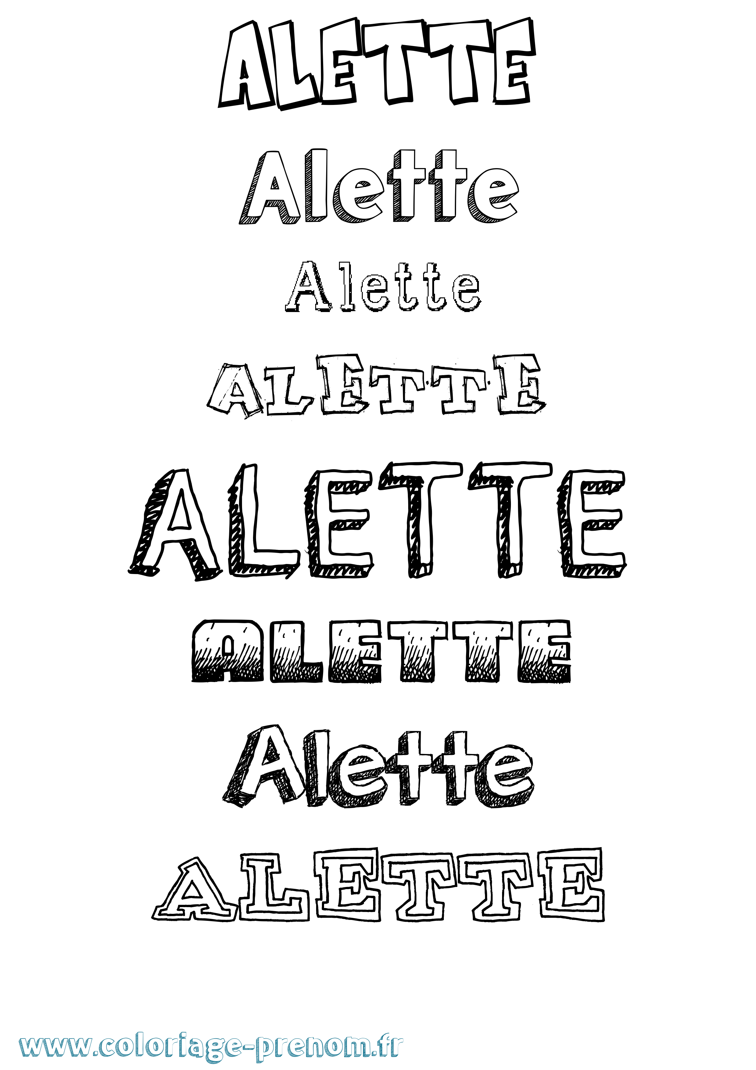 Coloriage Alette Dessiné Coloriage prénom Alette Dessiné