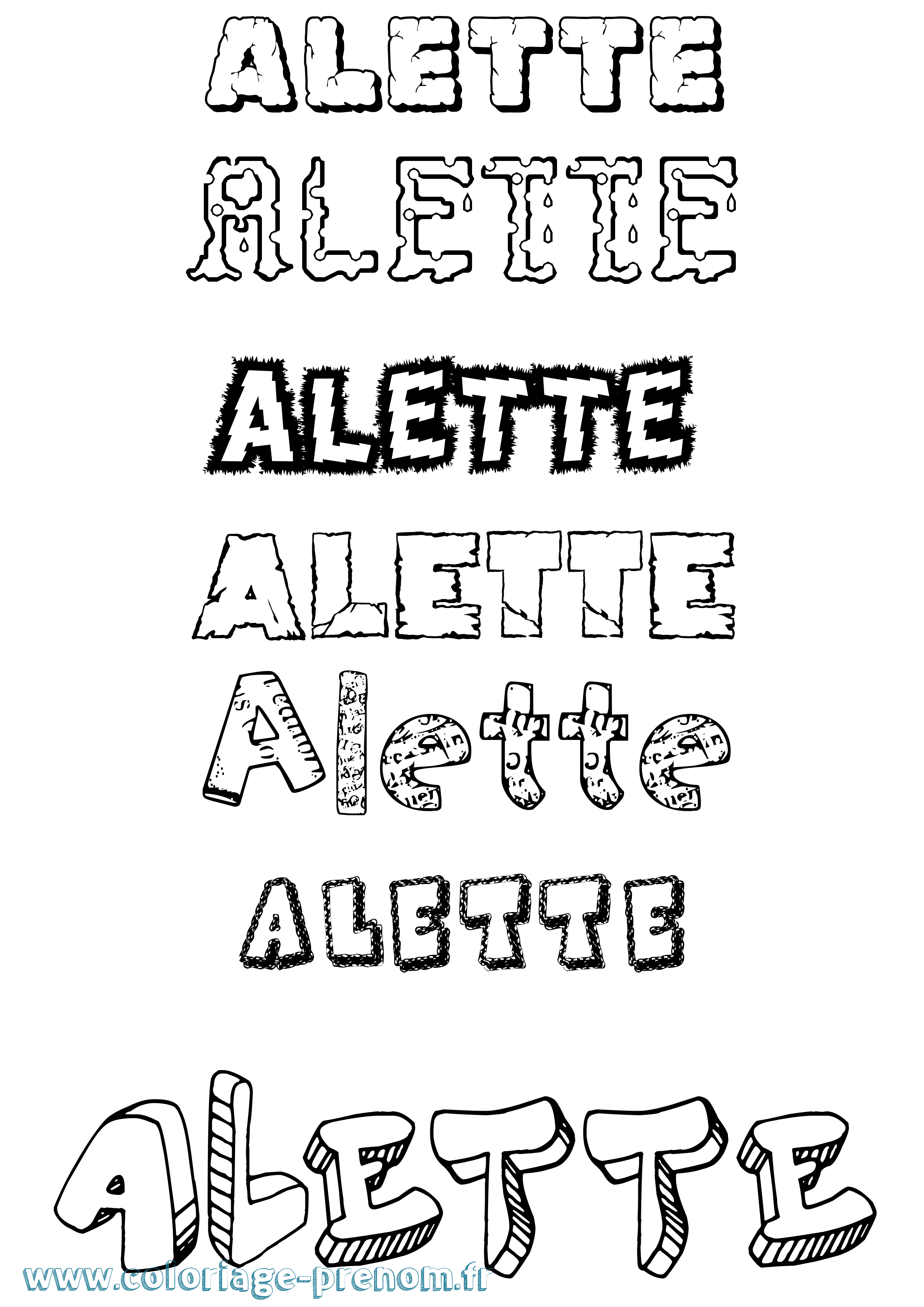 Coloriage Alette Destructuré Coloriage prénom Alette Destructuré