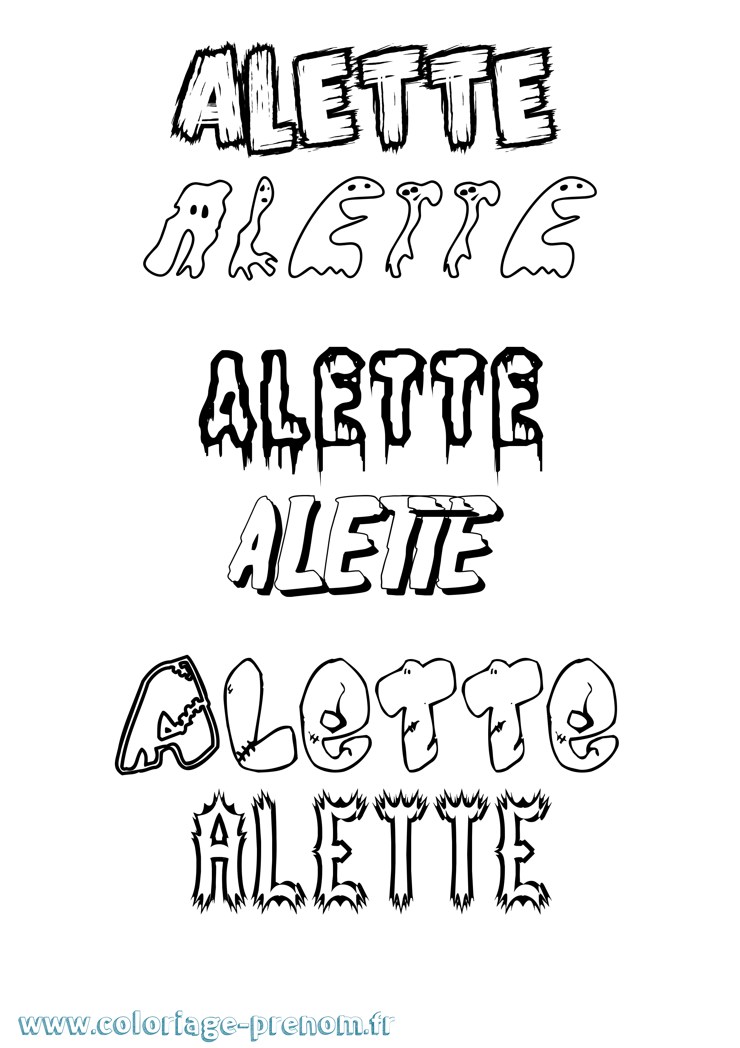 Coloriage Alette Frisson Coloriage prénom Alette Frisson