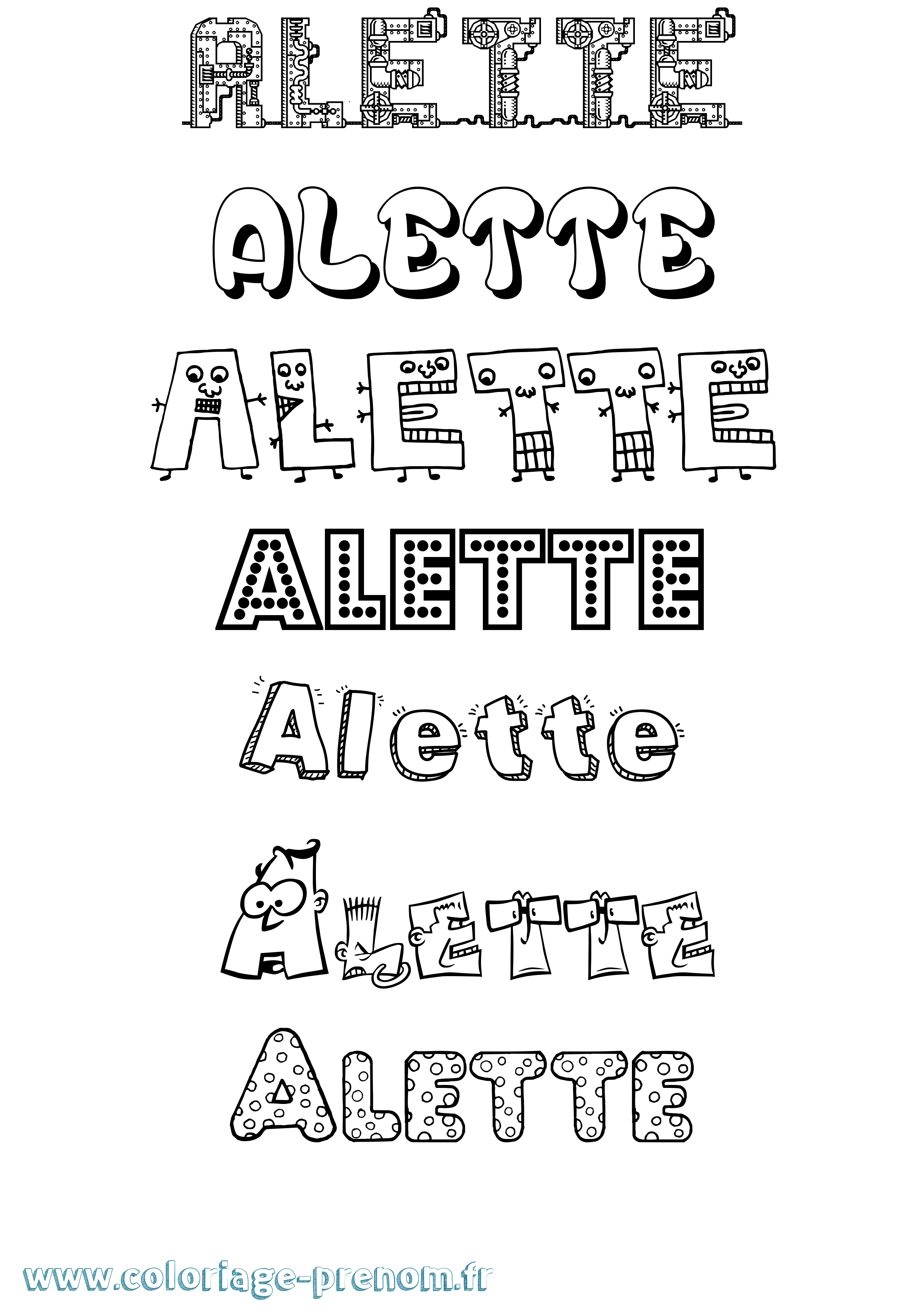 Coloriage Alette Fun Coloriage prénom Alette Fun