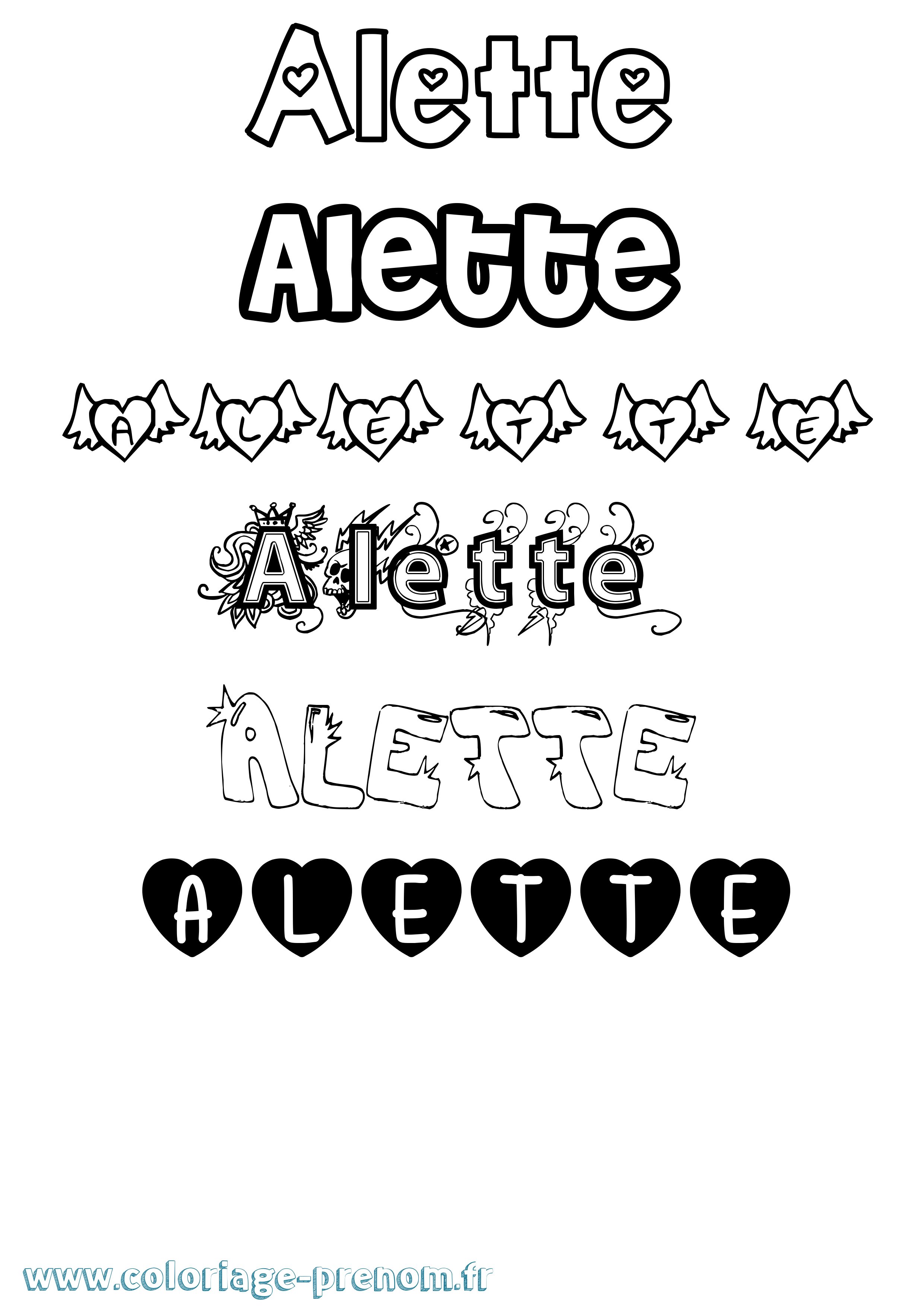 Coloriage Alette Girly Coloriage prénom Alette Girly
