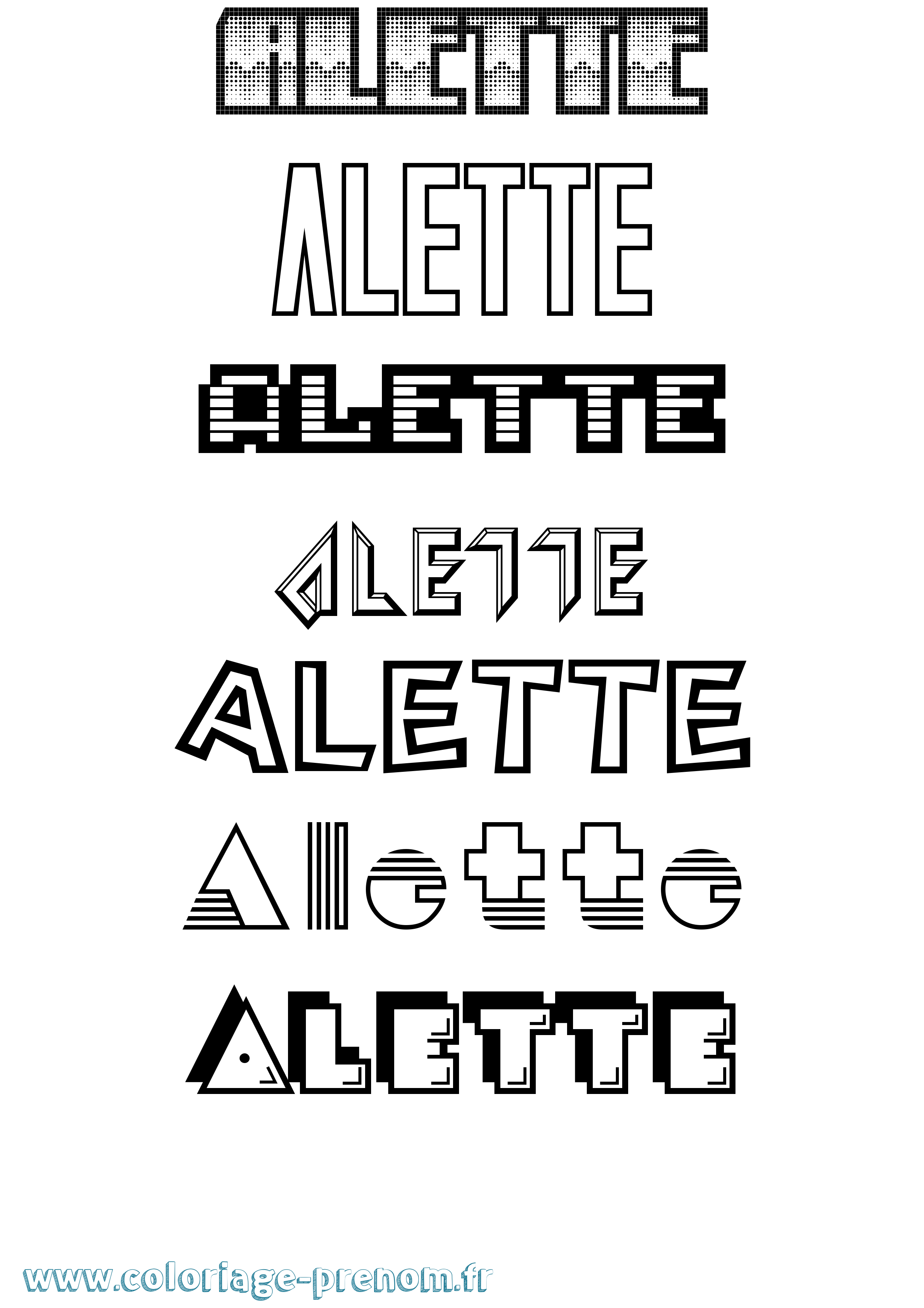 Coloriage Alette Jeux Vidéos Coloriage prénom Alette Jeux Vidéos